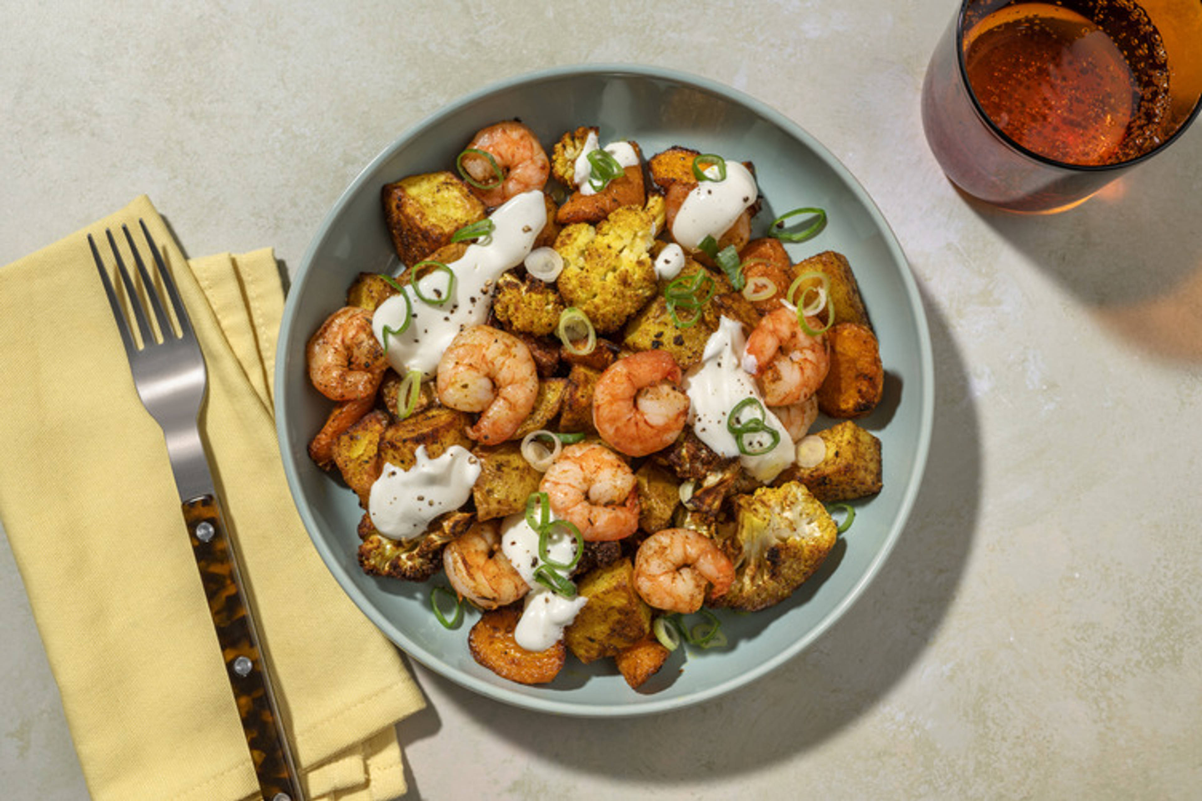 One-Tray Mumbai Prawn & Cauliflower Toss