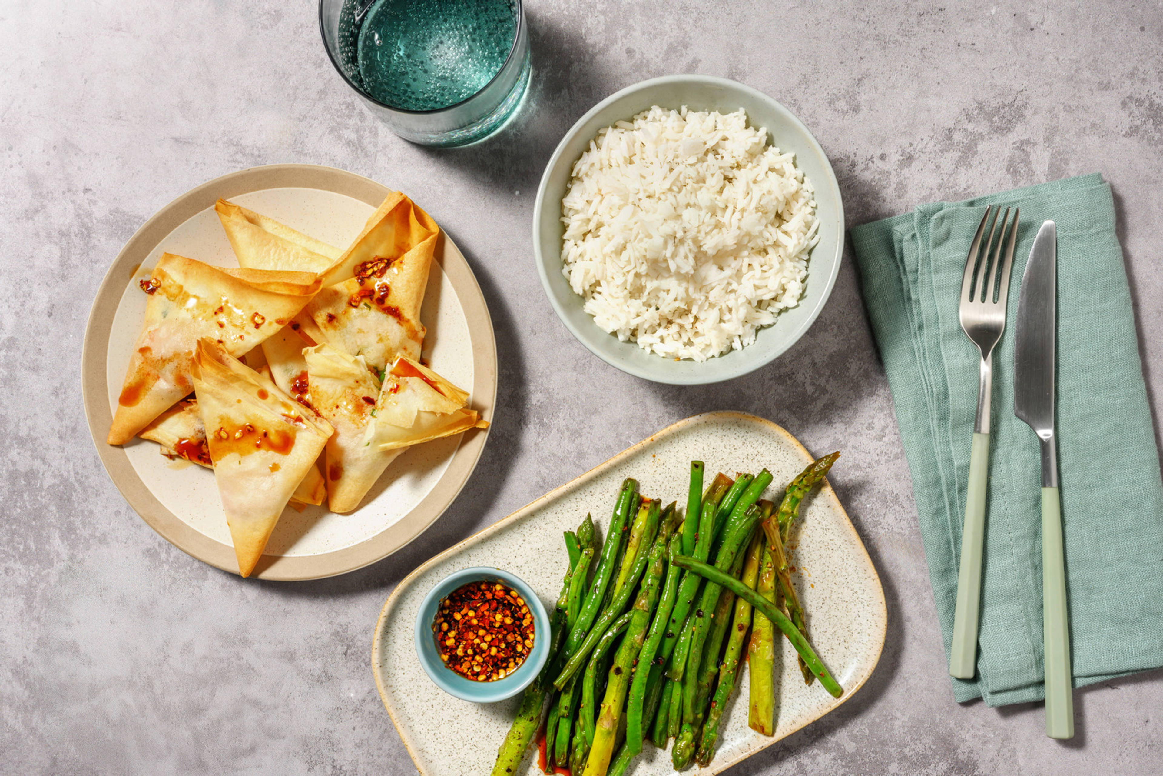 Prawn Wontons & Garlic Veggies