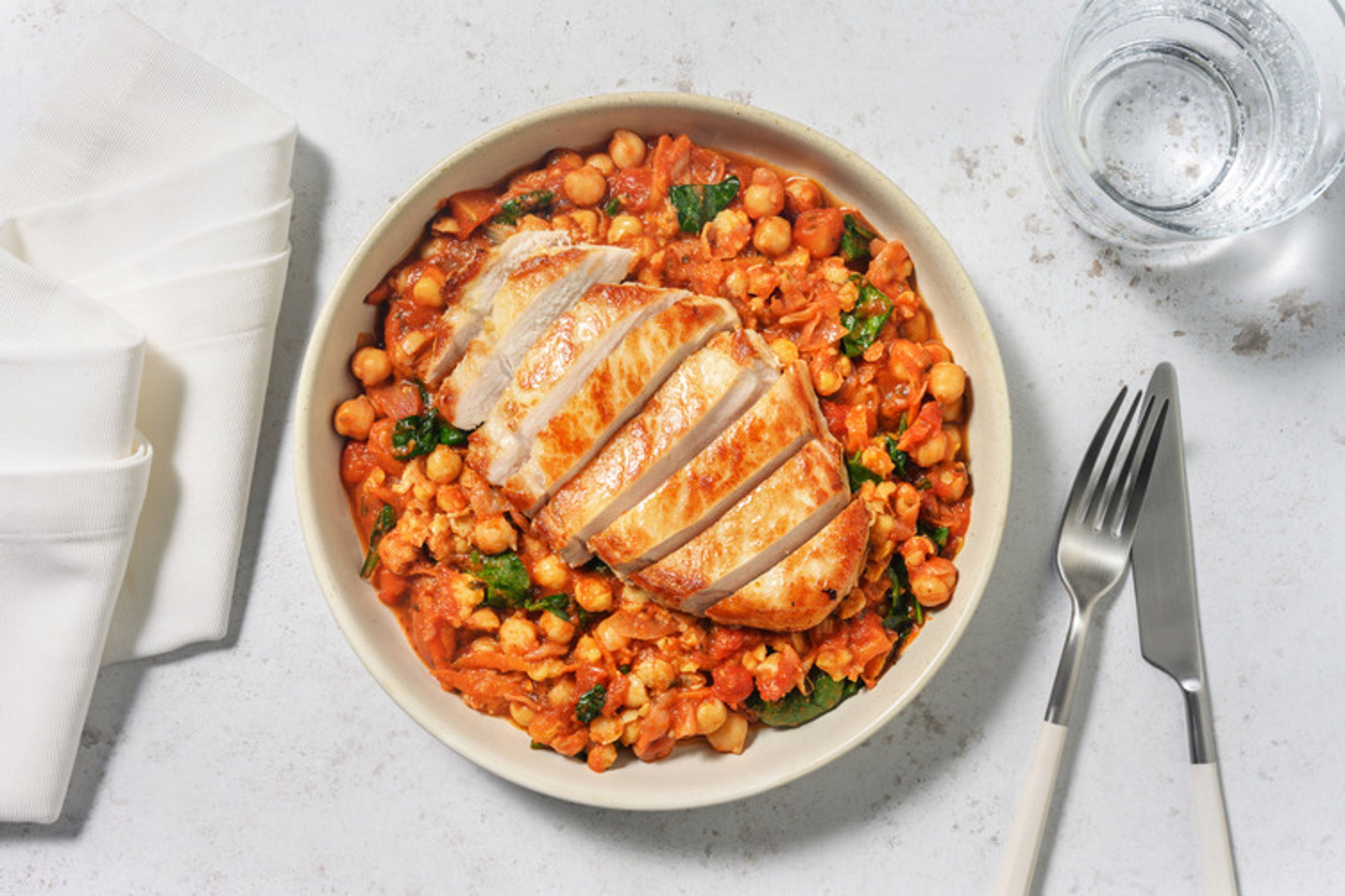 Seared Pork & Crushed Herby Chickpeas