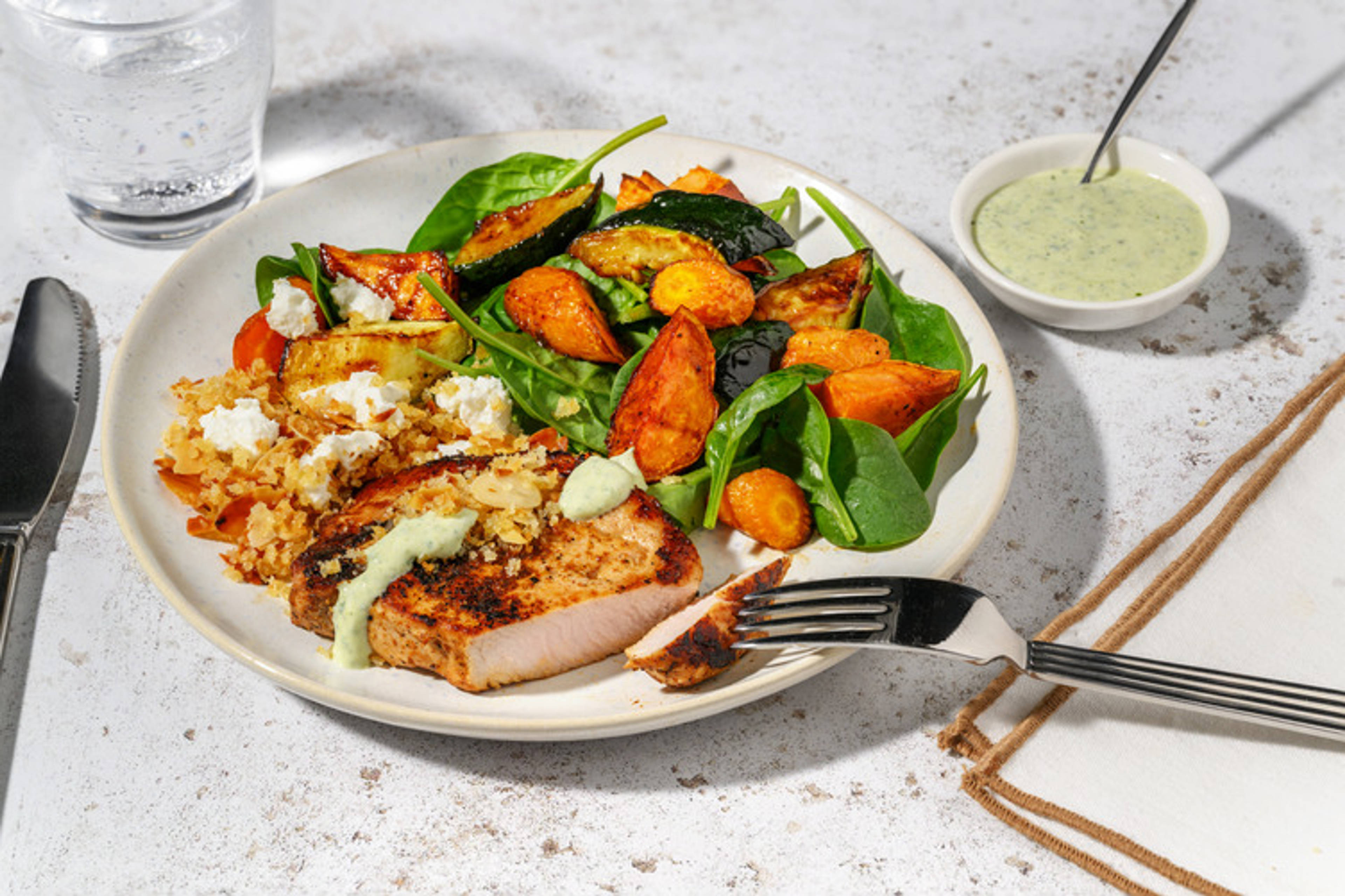 Pan-Fried Pork & Garlic-Almond Crumb