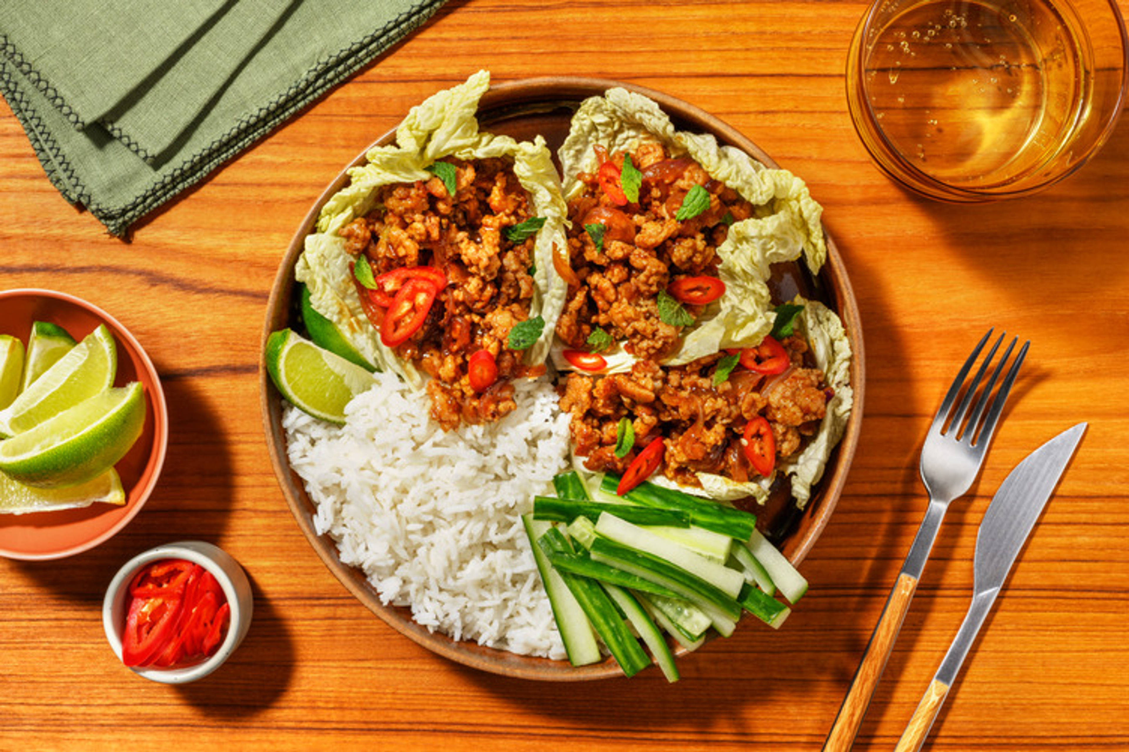 Thai Ginger Pork Larb & Bambino Wombok Cups