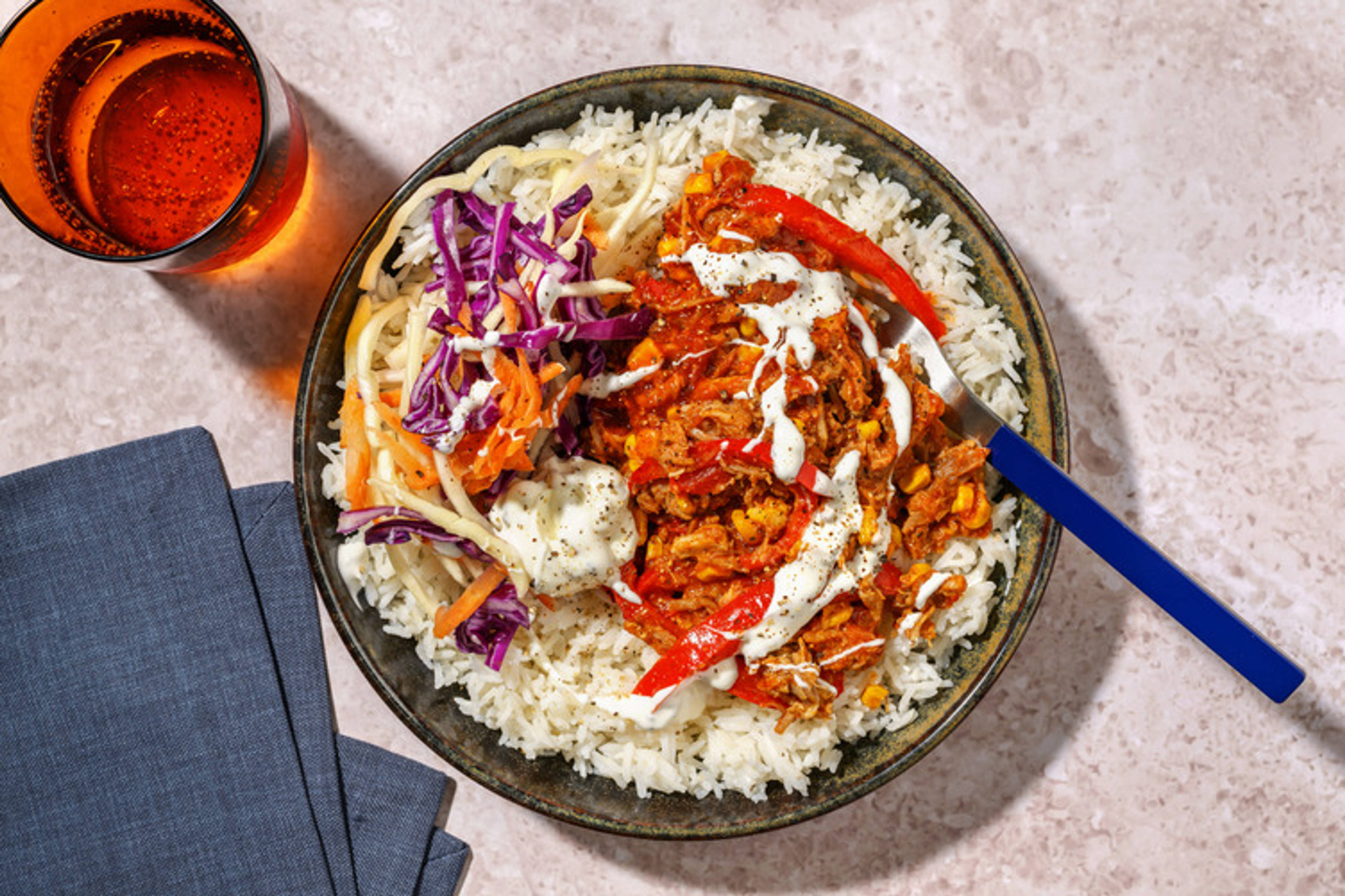 Shortcut Southern Pulled Pork Rice Bowl