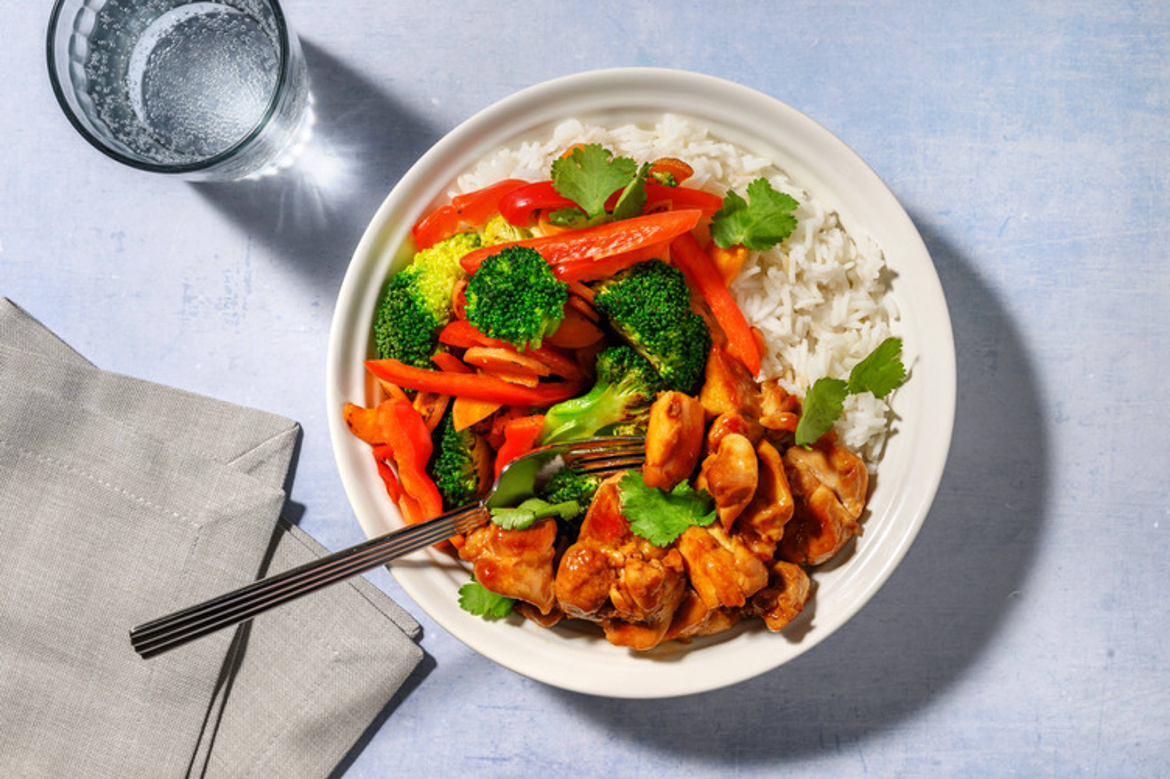 Korean-Style Chicken Bites & Garlic Rice