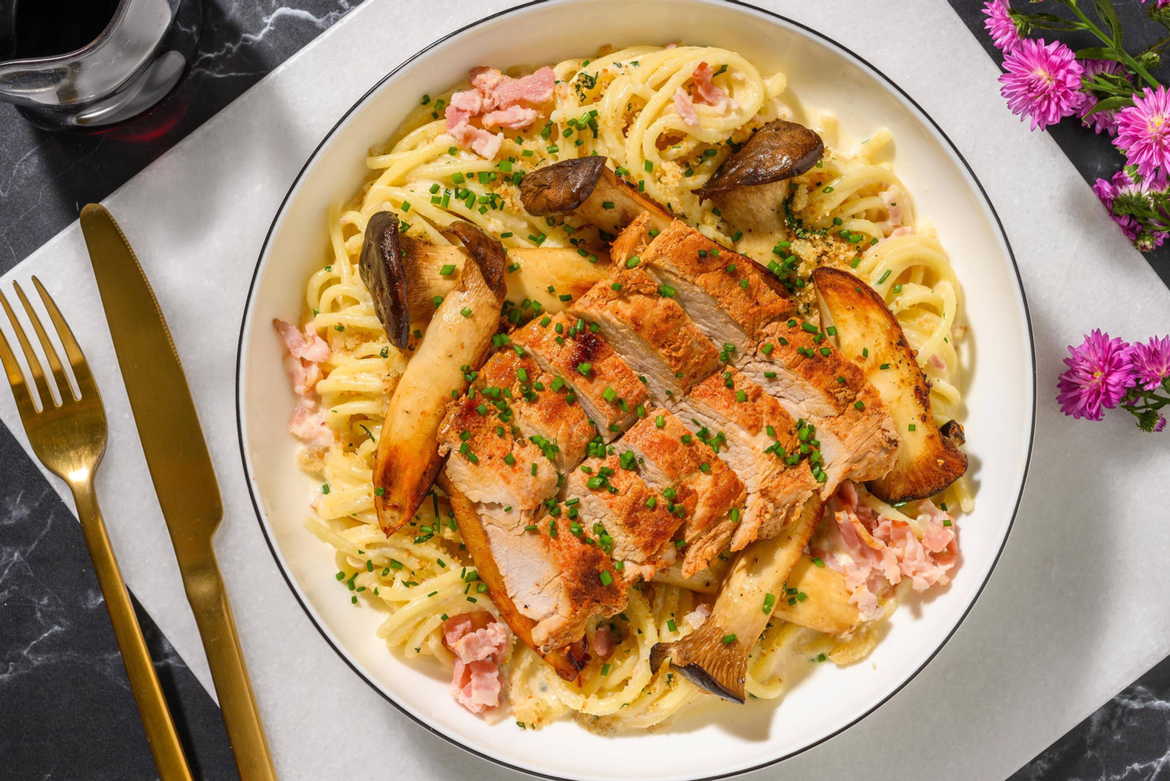 Carbonara Deutsche Art mit Schweinefilet & Bacon