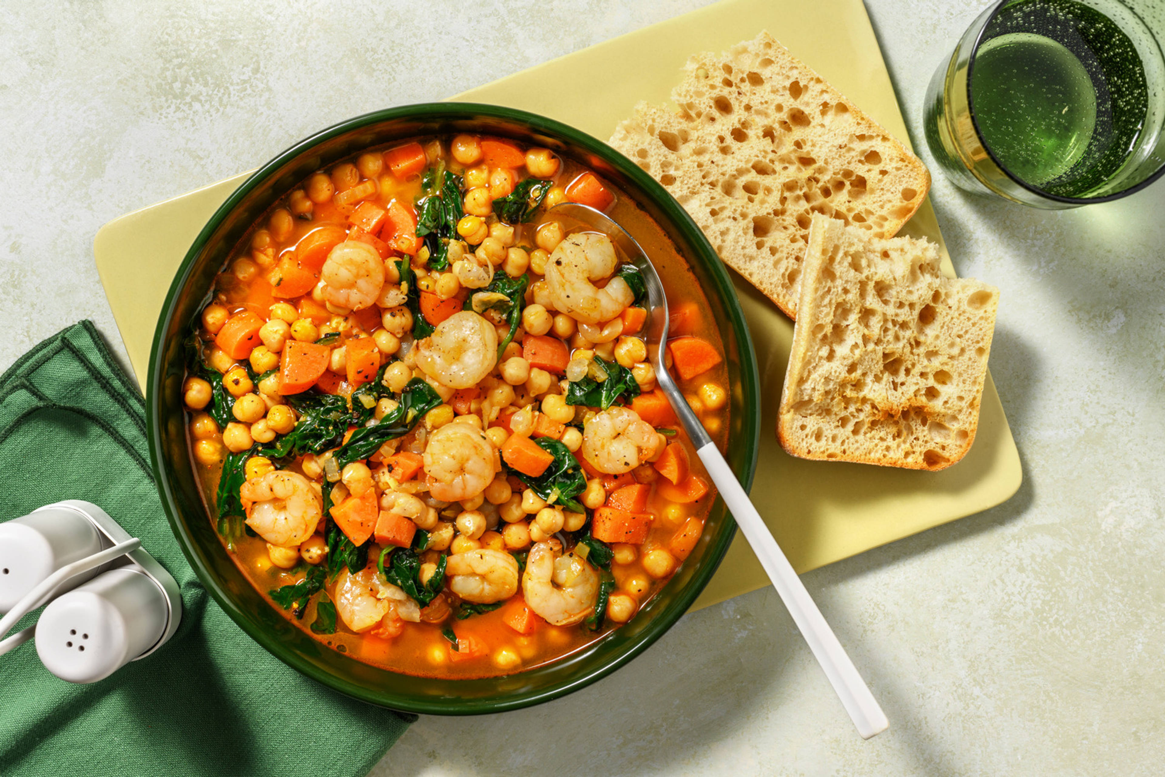 Chickpea and Garlic Prawn Estofado