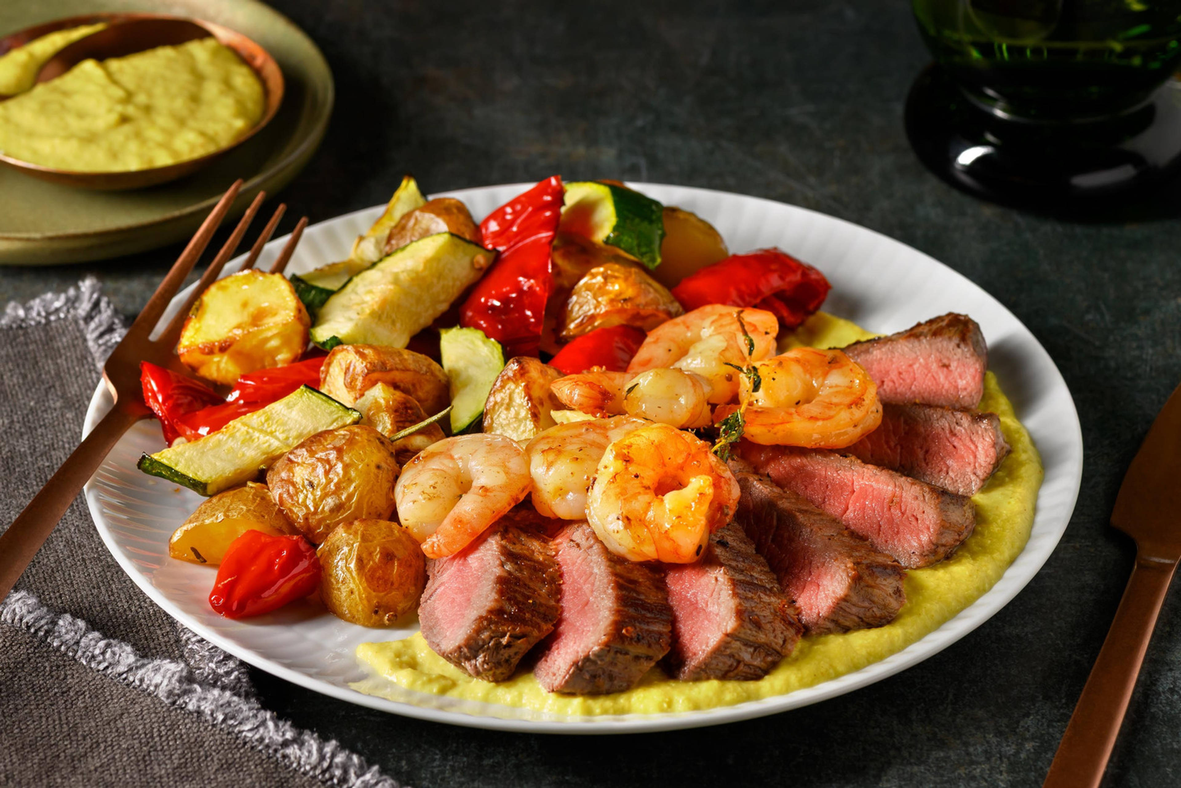 Surf & Turf! Rindssteak und Crevetten
