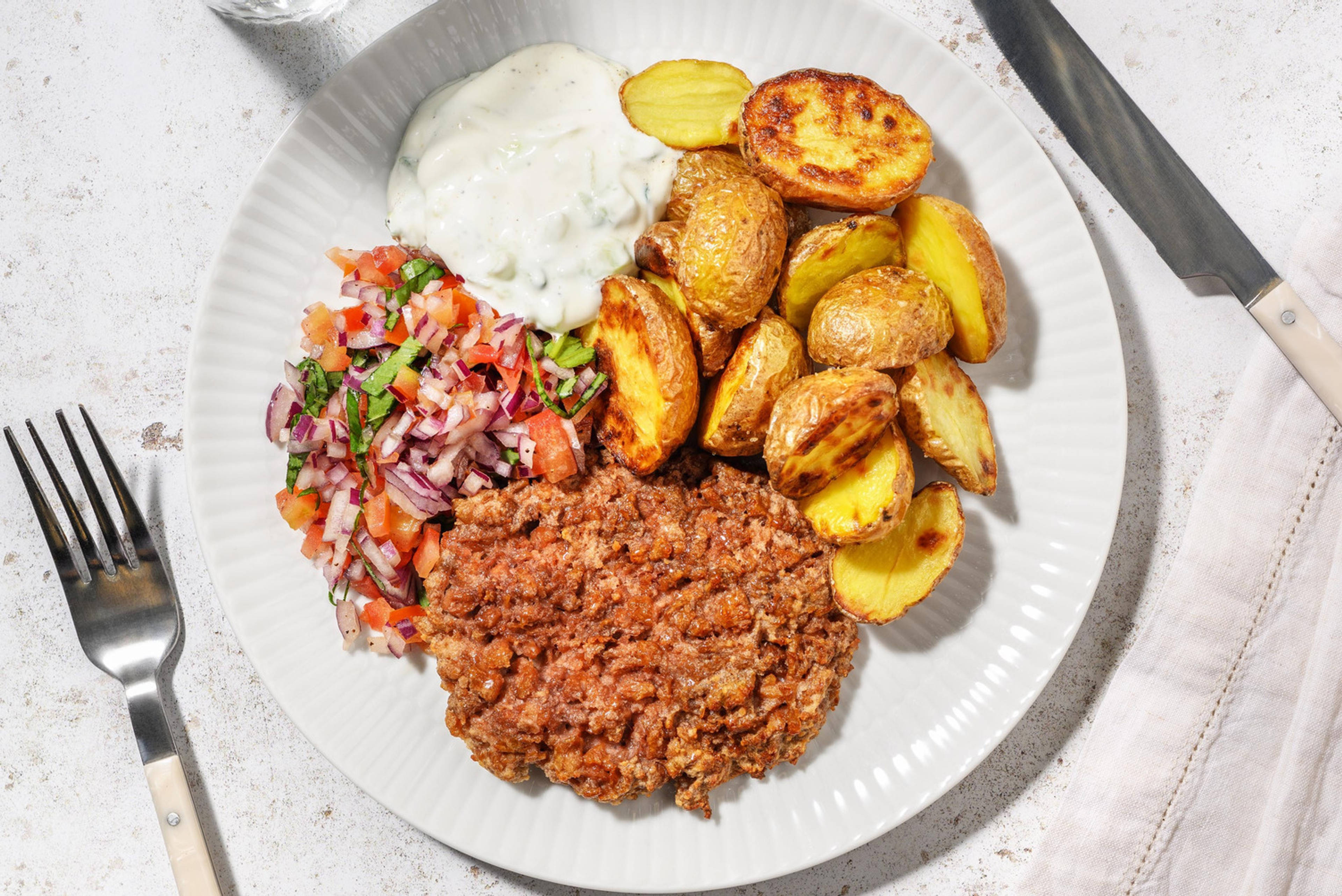 Gresk biff av vegetardeig