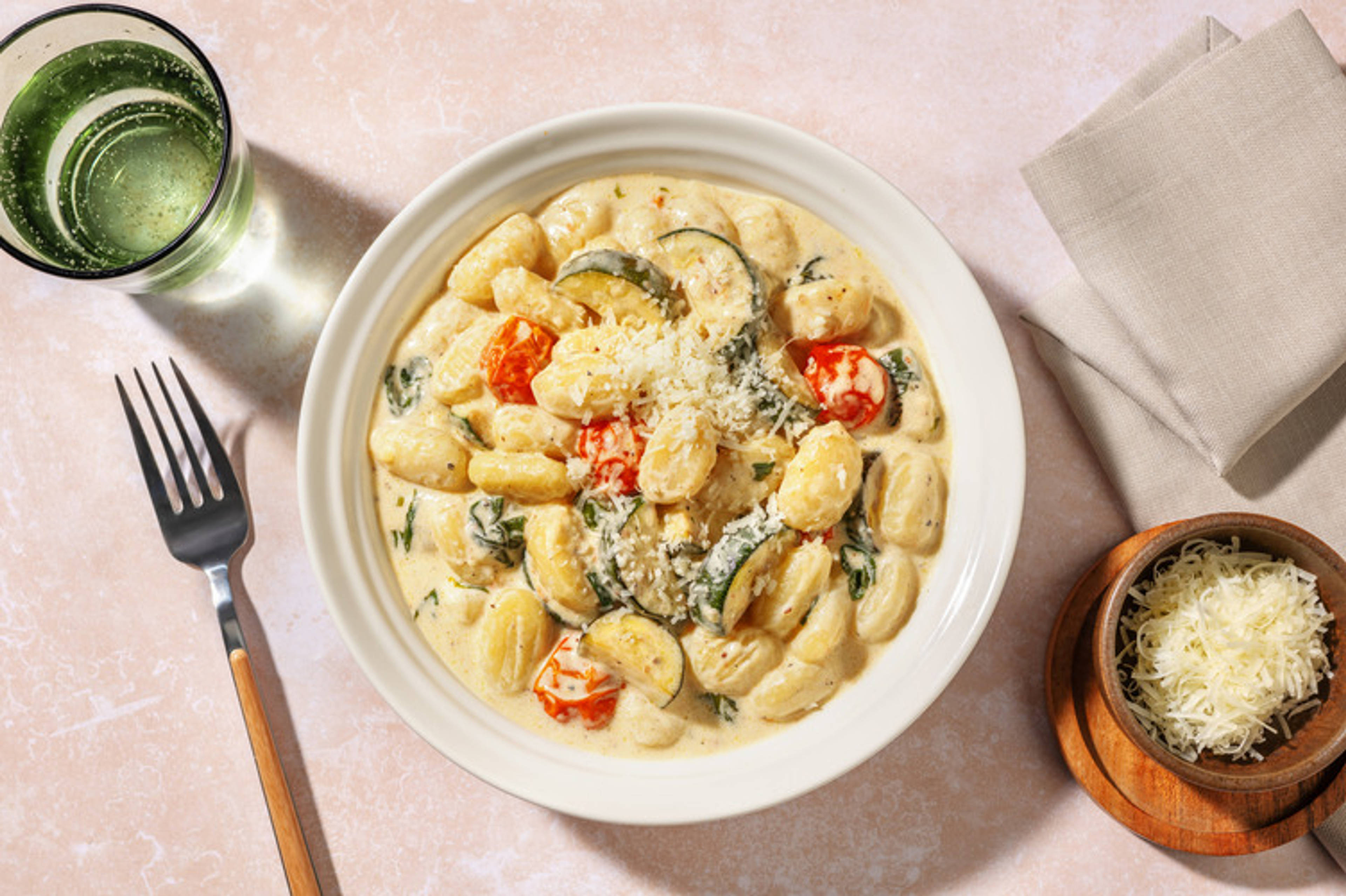 Gnocchi flash à la crème de basilic & pecorino