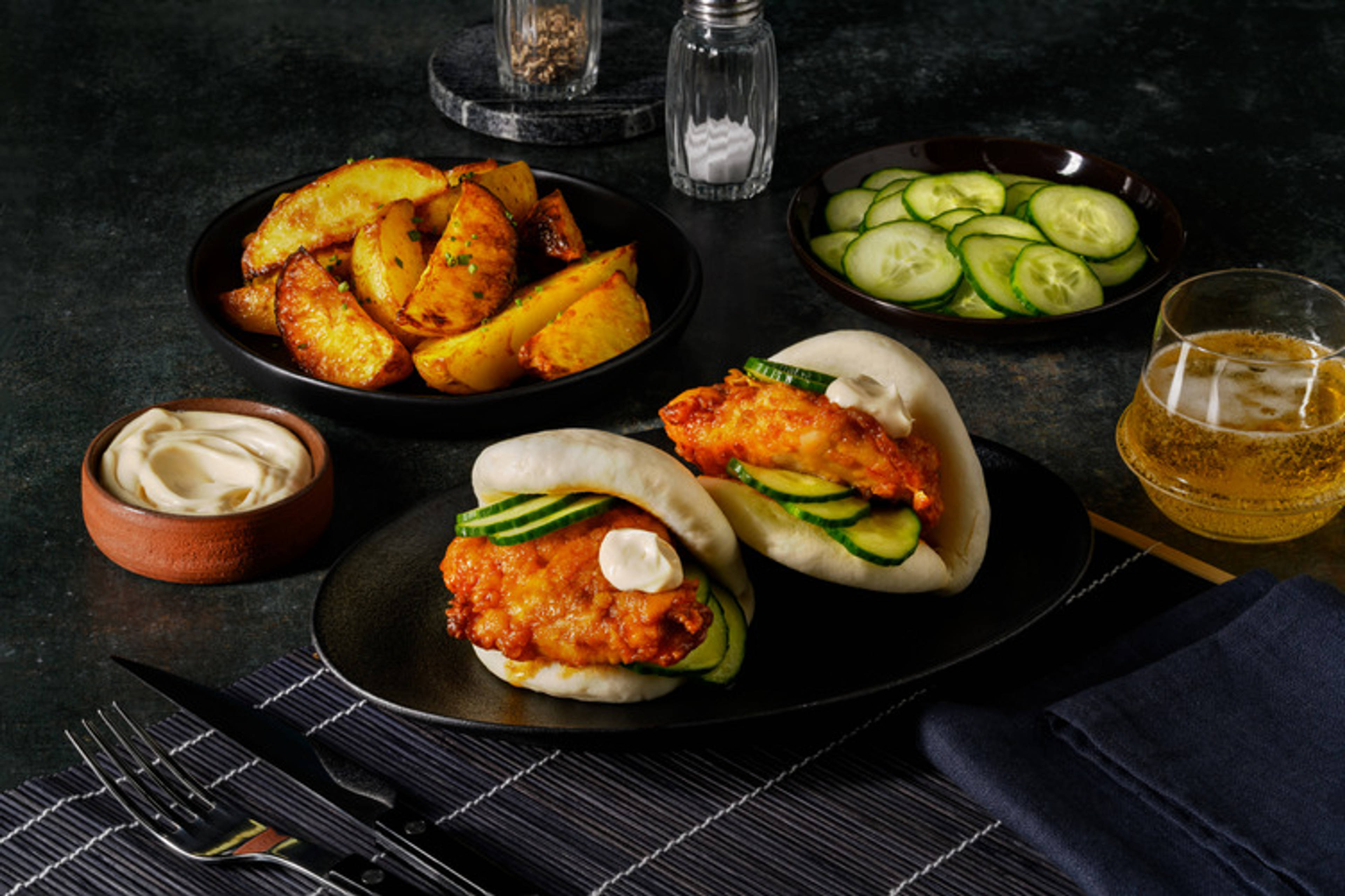Bao bun al pollo fritto laccato in agrodolce