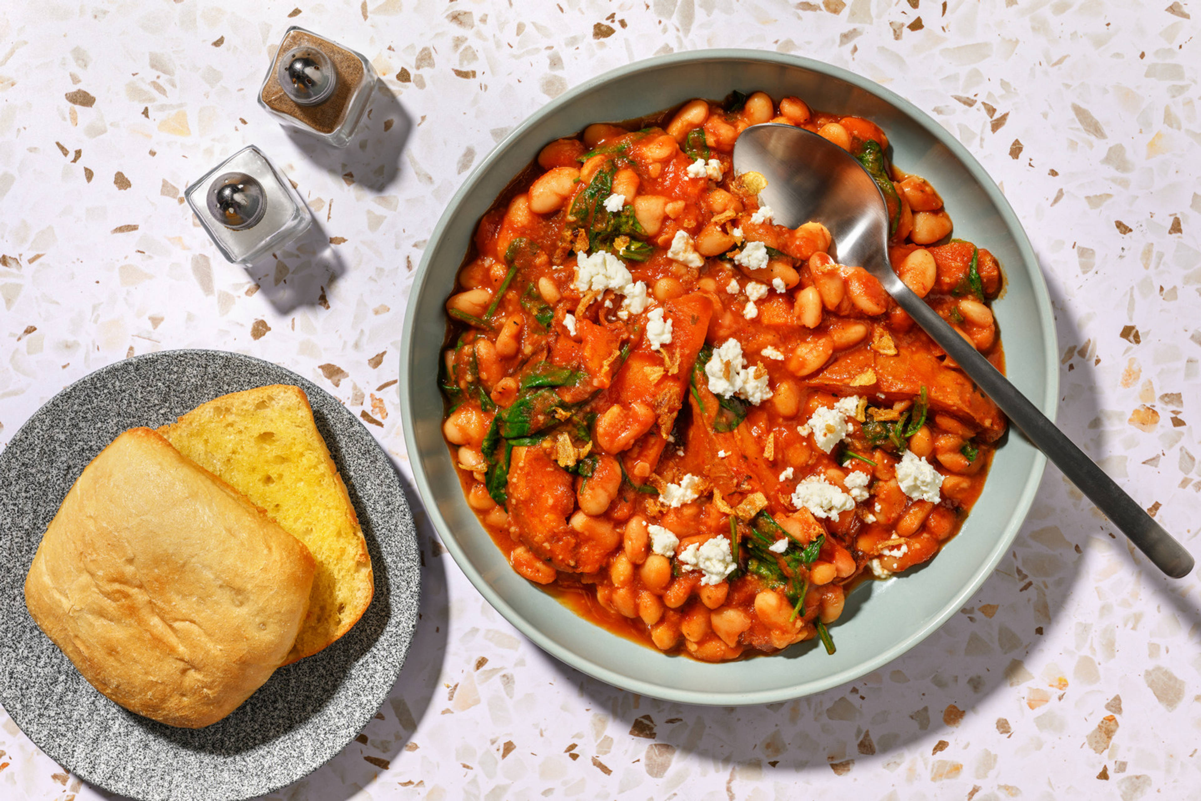 Smoky Harissa Butter Beans and Toasted Ciabatta