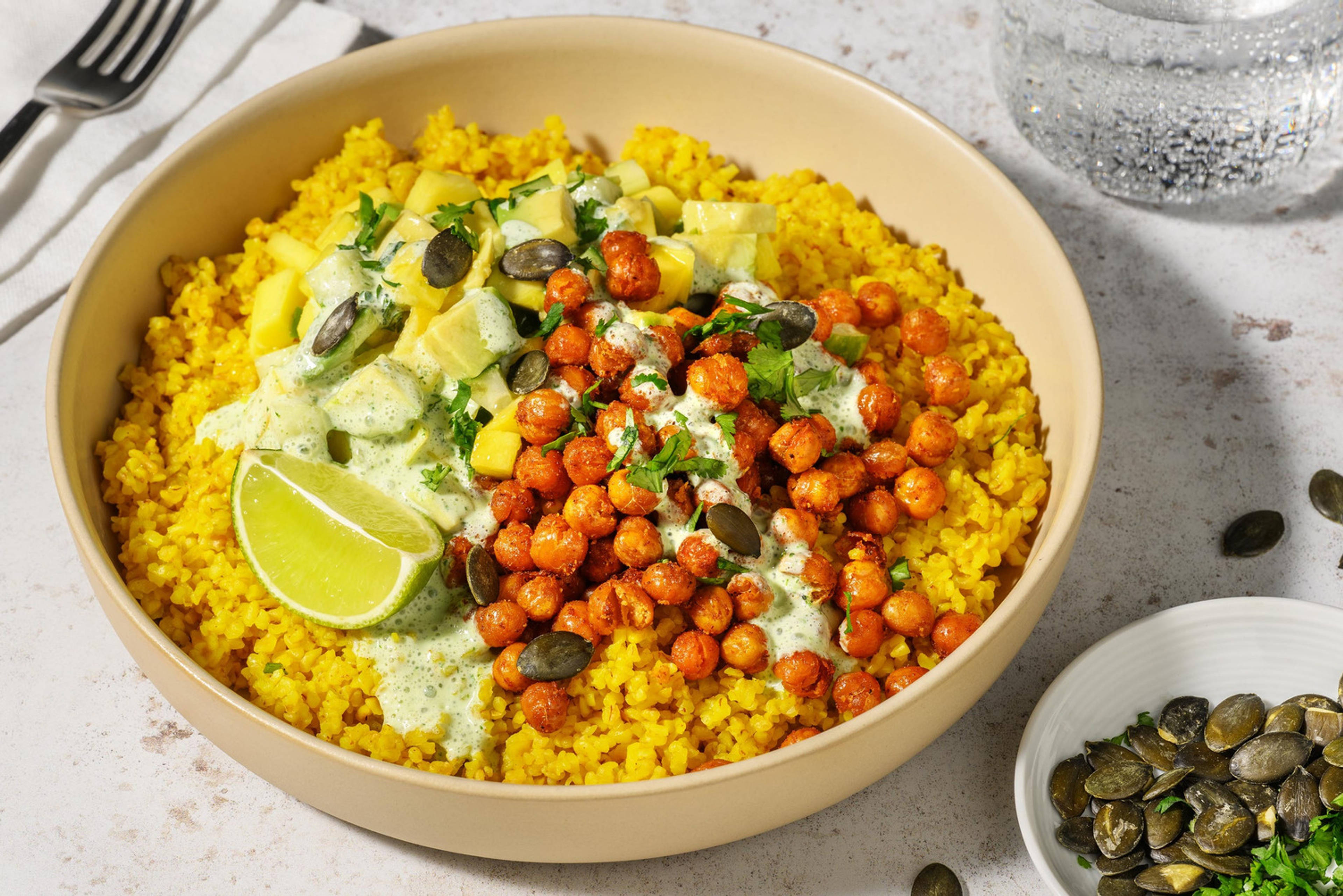 Smoky Chickpeas with Tropical Avocado-Mango Salsa