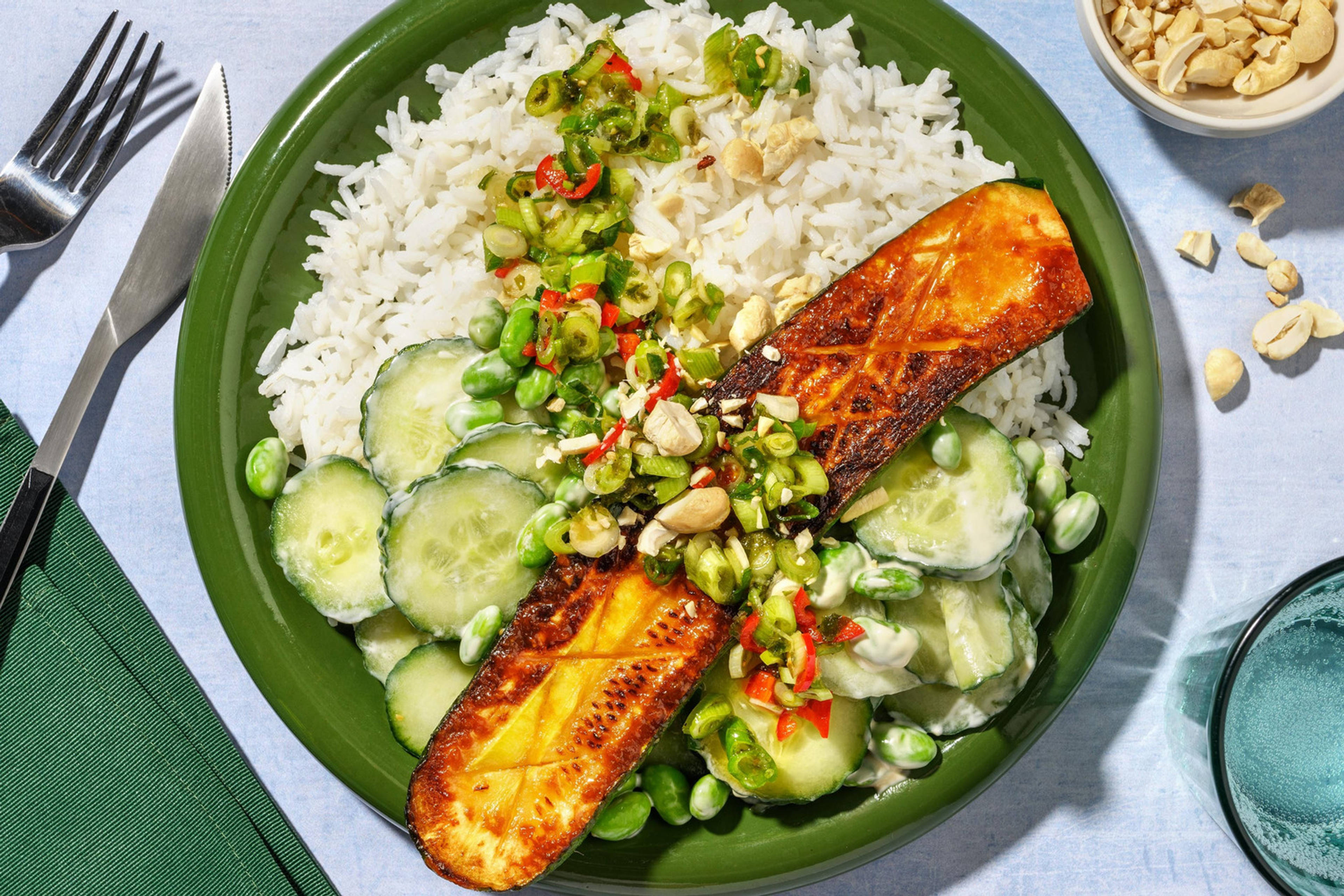 Miso Courgette Bowl with Edamame Salad