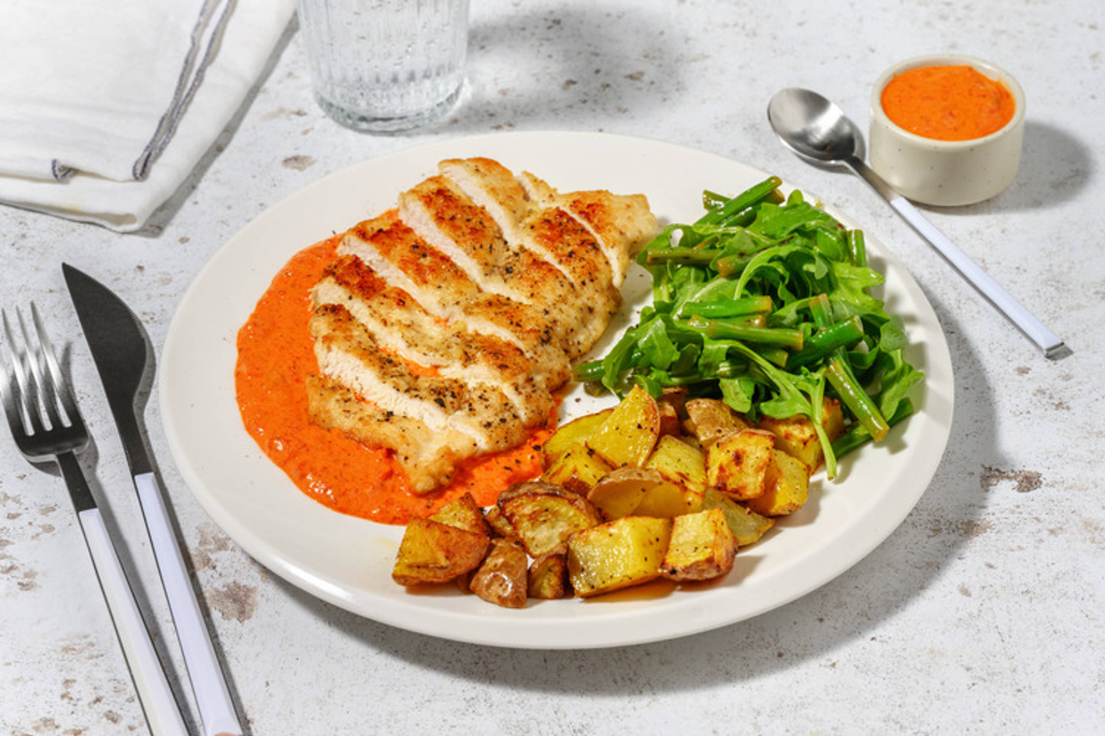 Butterflied Chicken and Romesco Yoghurt Sauce