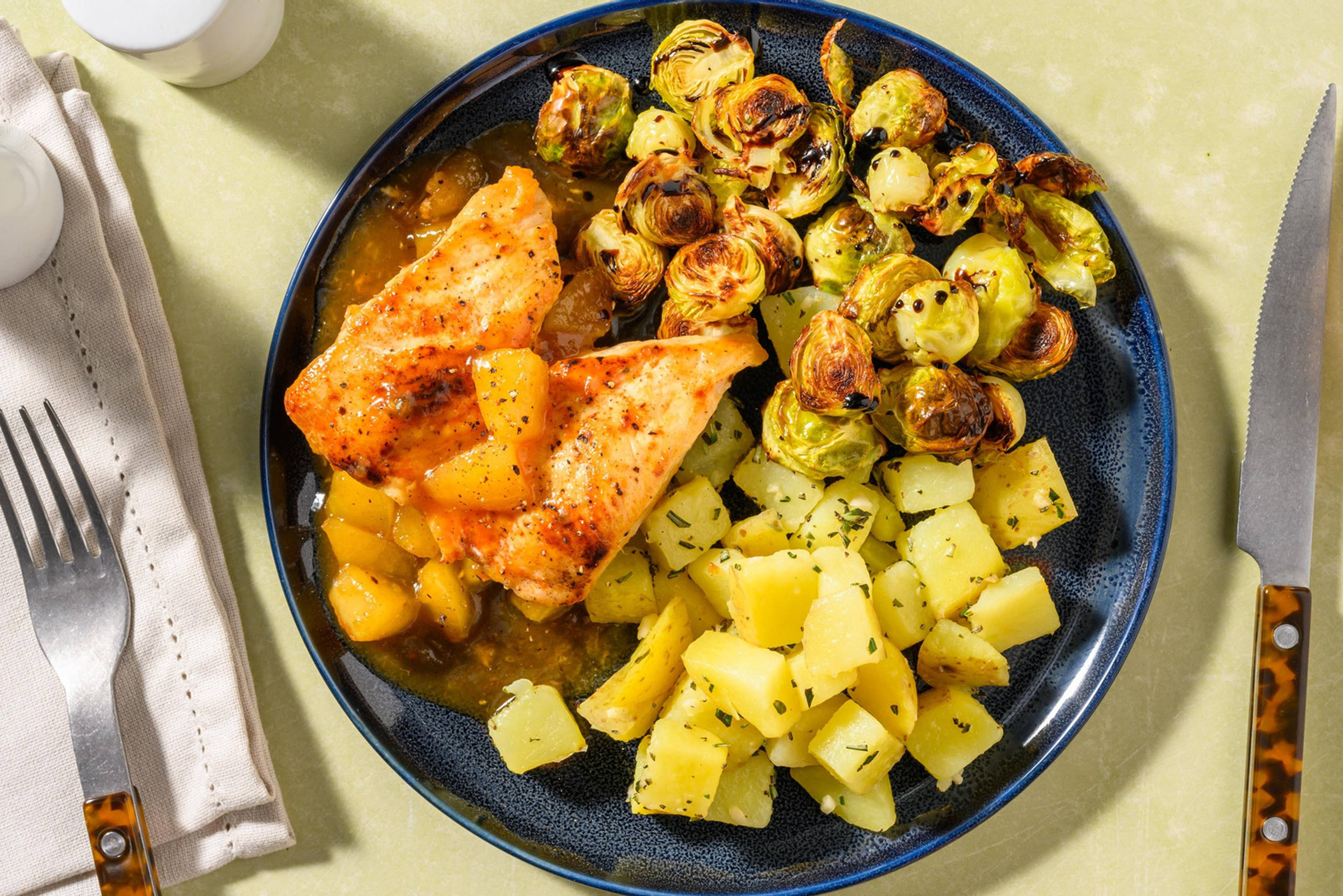 Poulet in Apfel-Brandy-Sauce