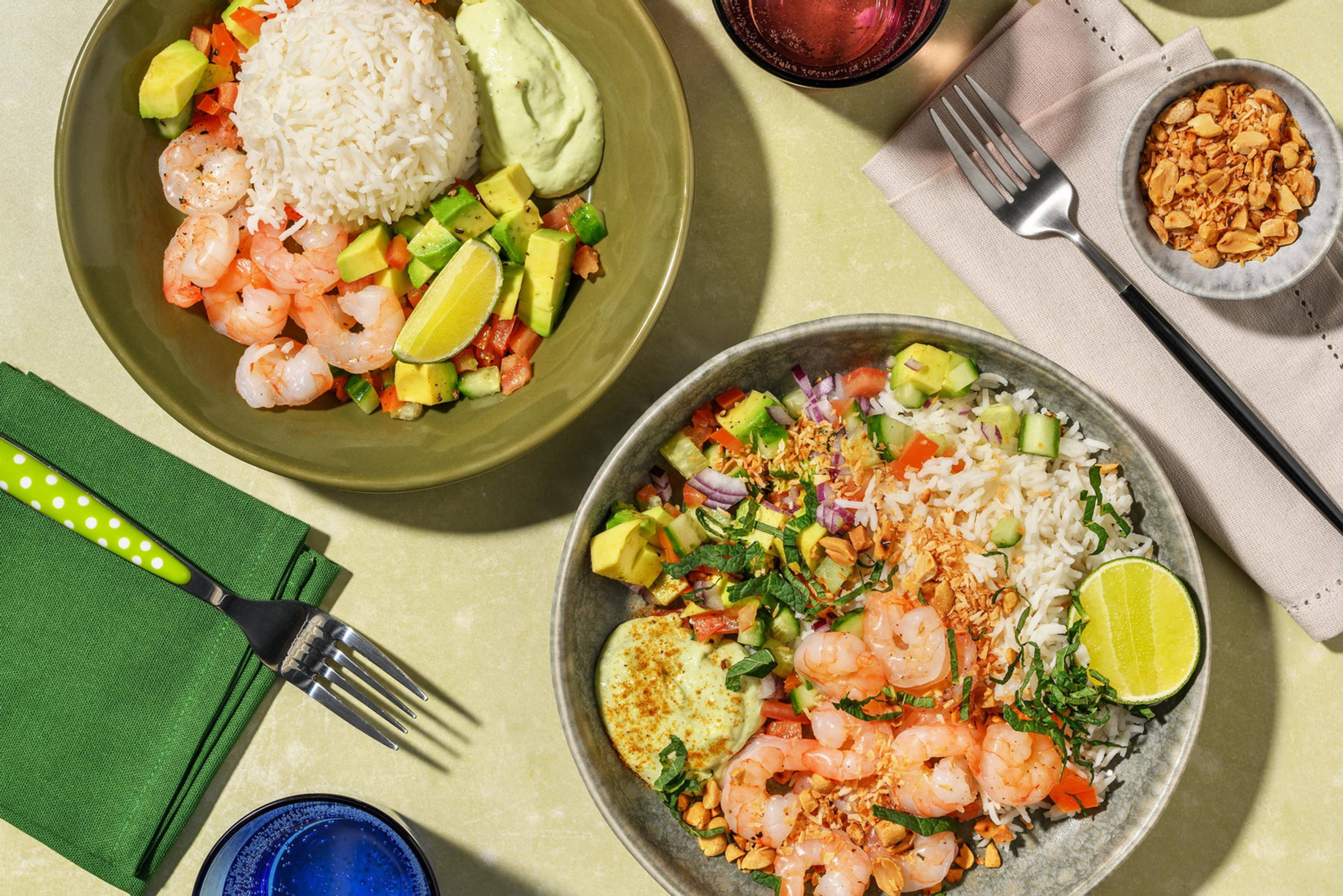 Shrimp Bowl with Avocado Crème & Salsa