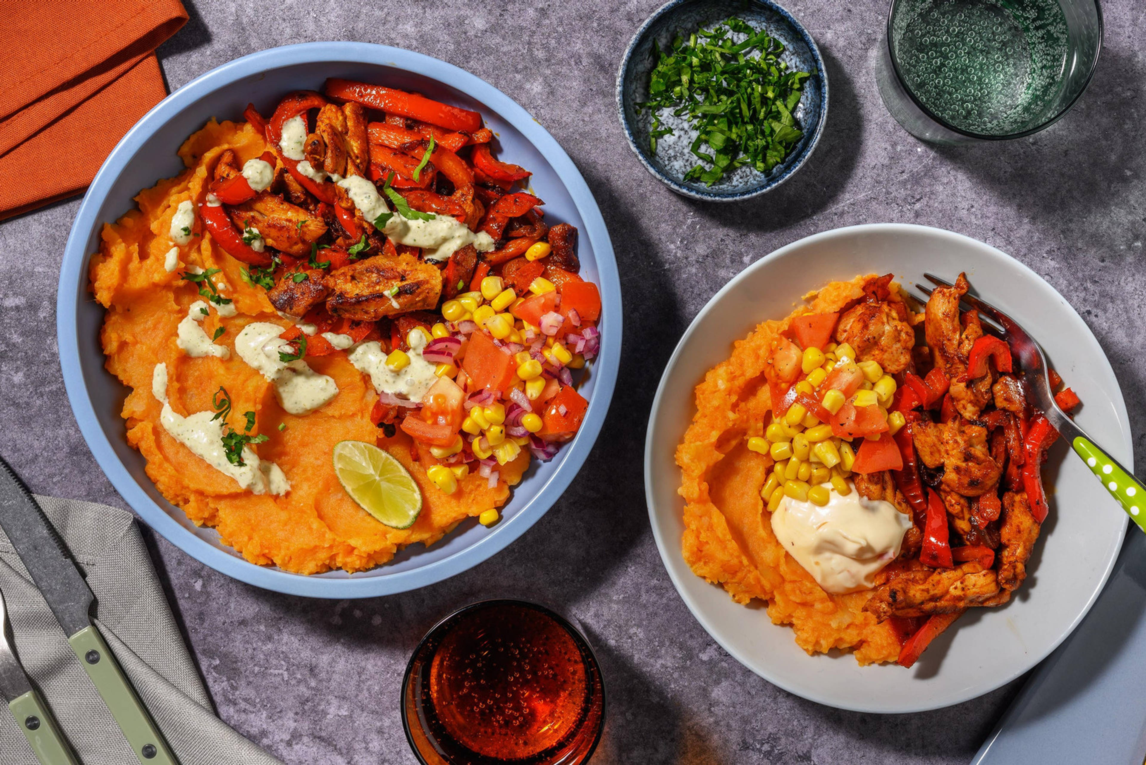 Chicken with Sweet Potato Mash & Corn Salsa