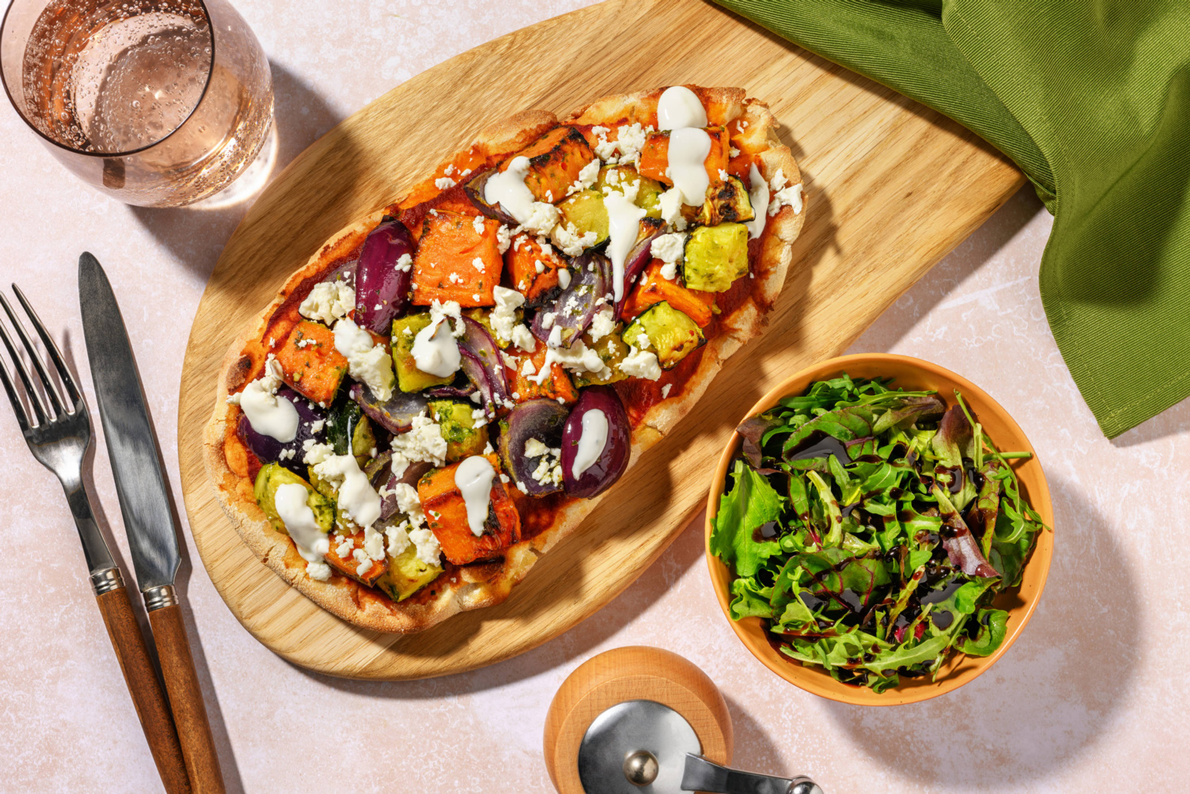 Roasted Mediterranean Style Veg Loaded Naan