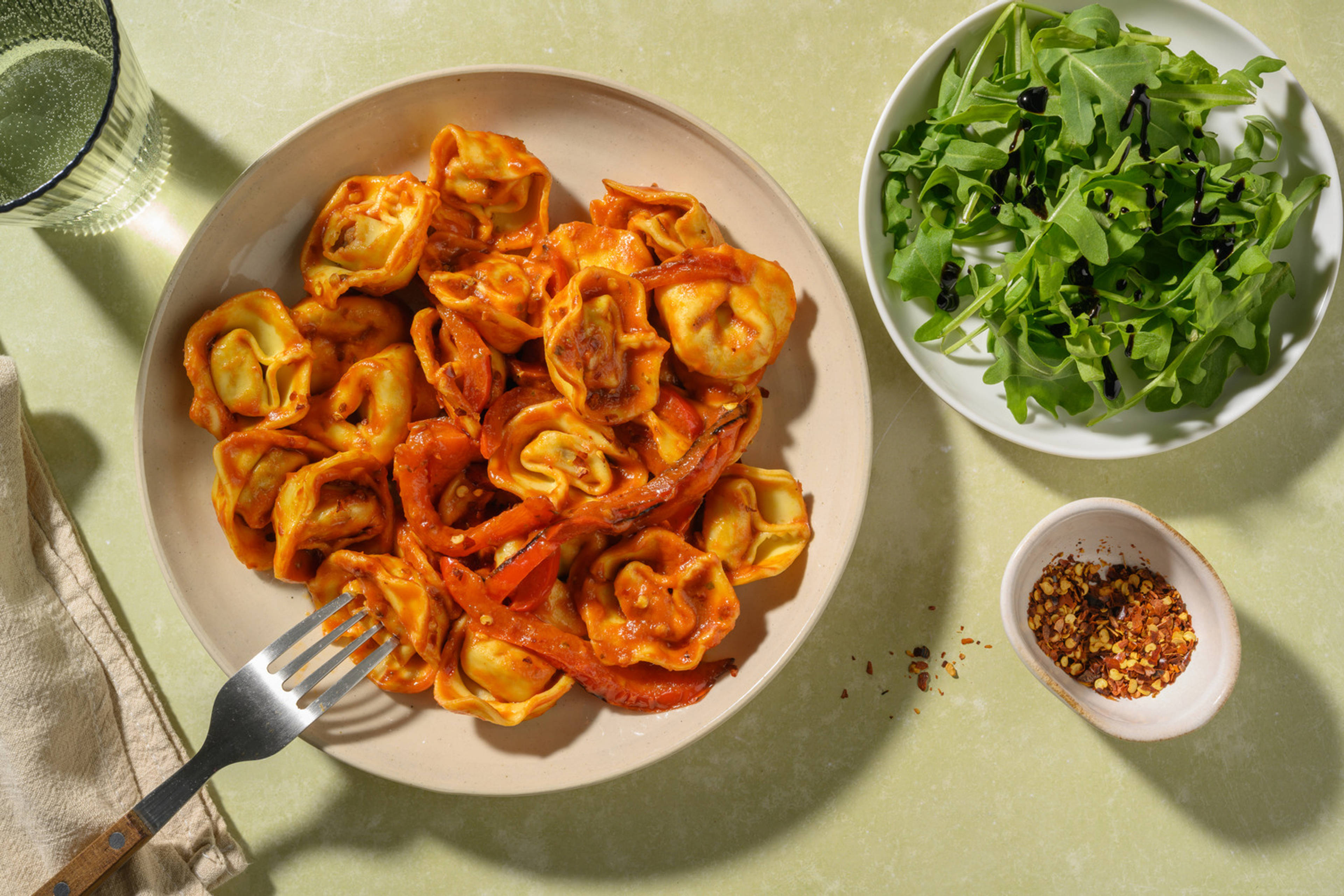 Arrabbiata Style Spinach and Ricotta Tortelloni