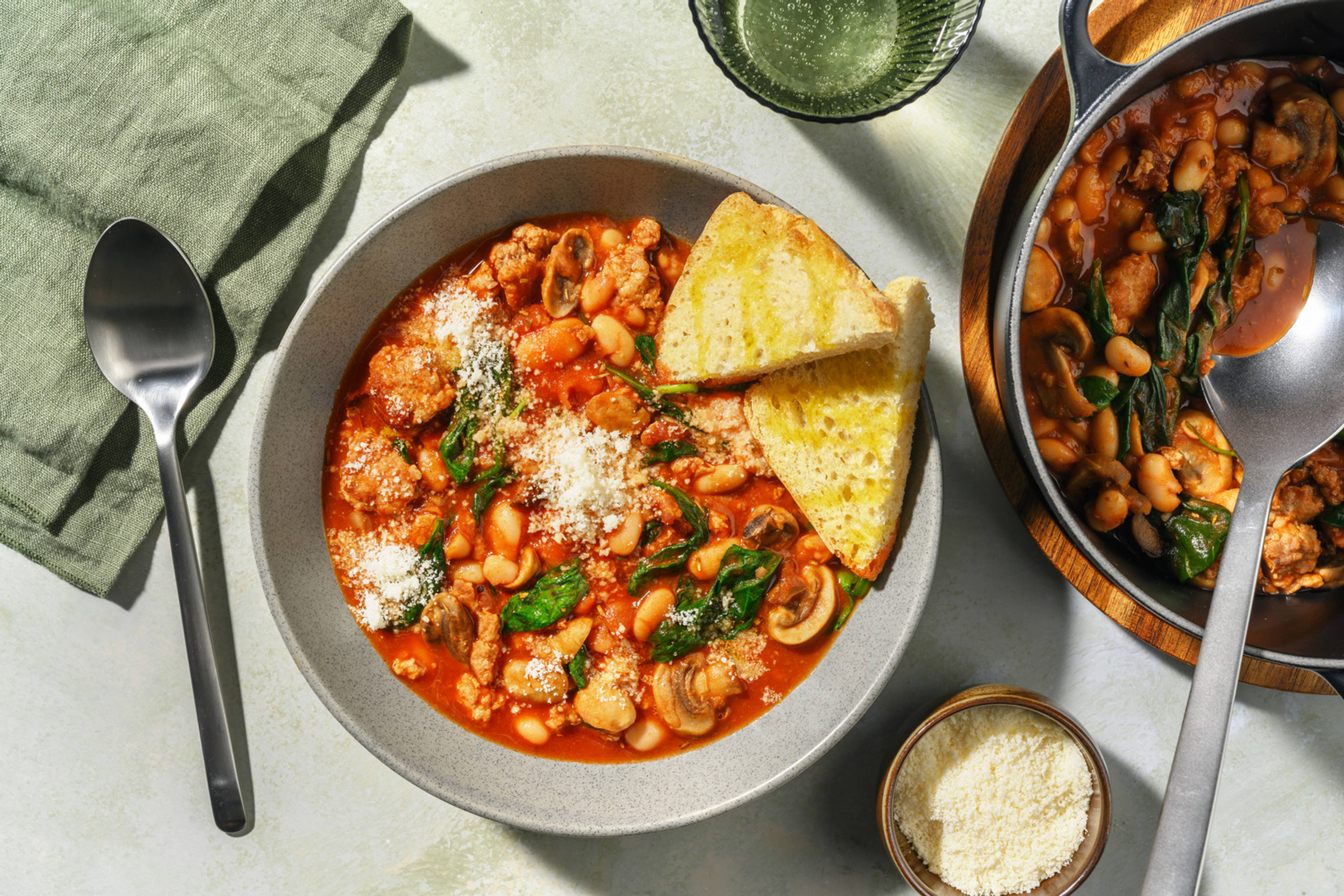 One Pot Sausage and Mushroom Cassoulet