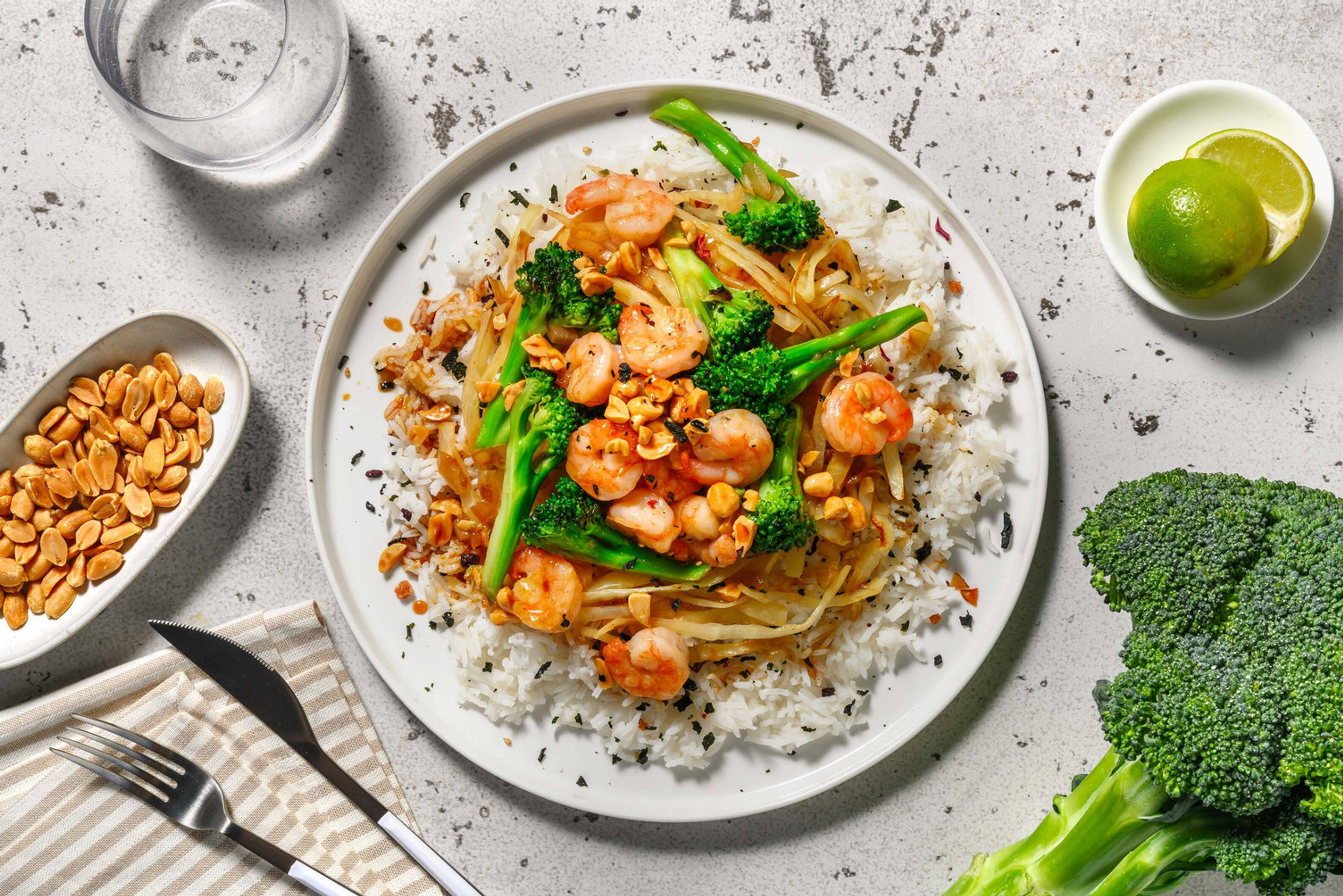 Crevettes en vinaigrette au gingembre et citron vert