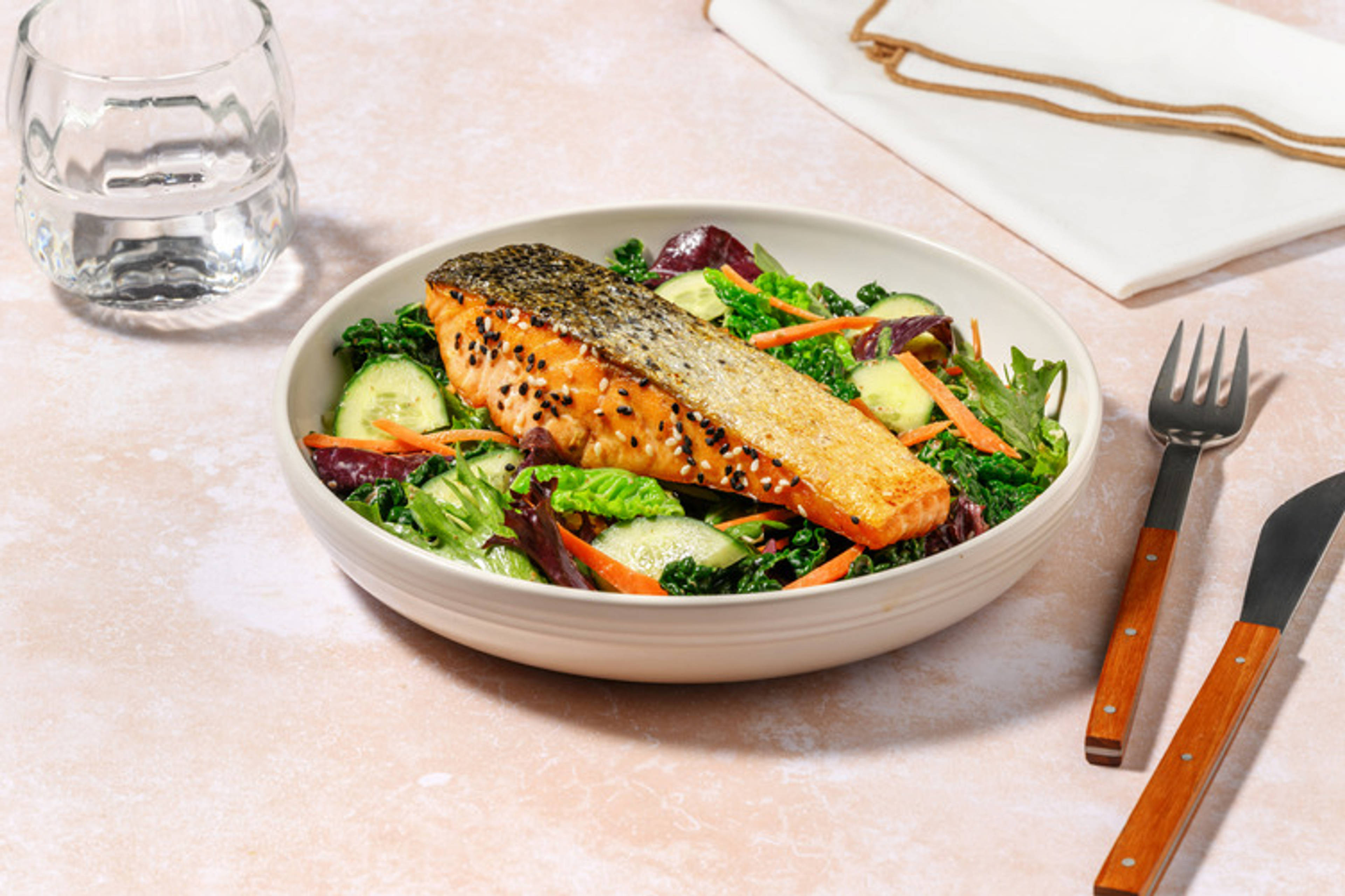 Sesame-Crusted Salmon & Rainbow Slaw