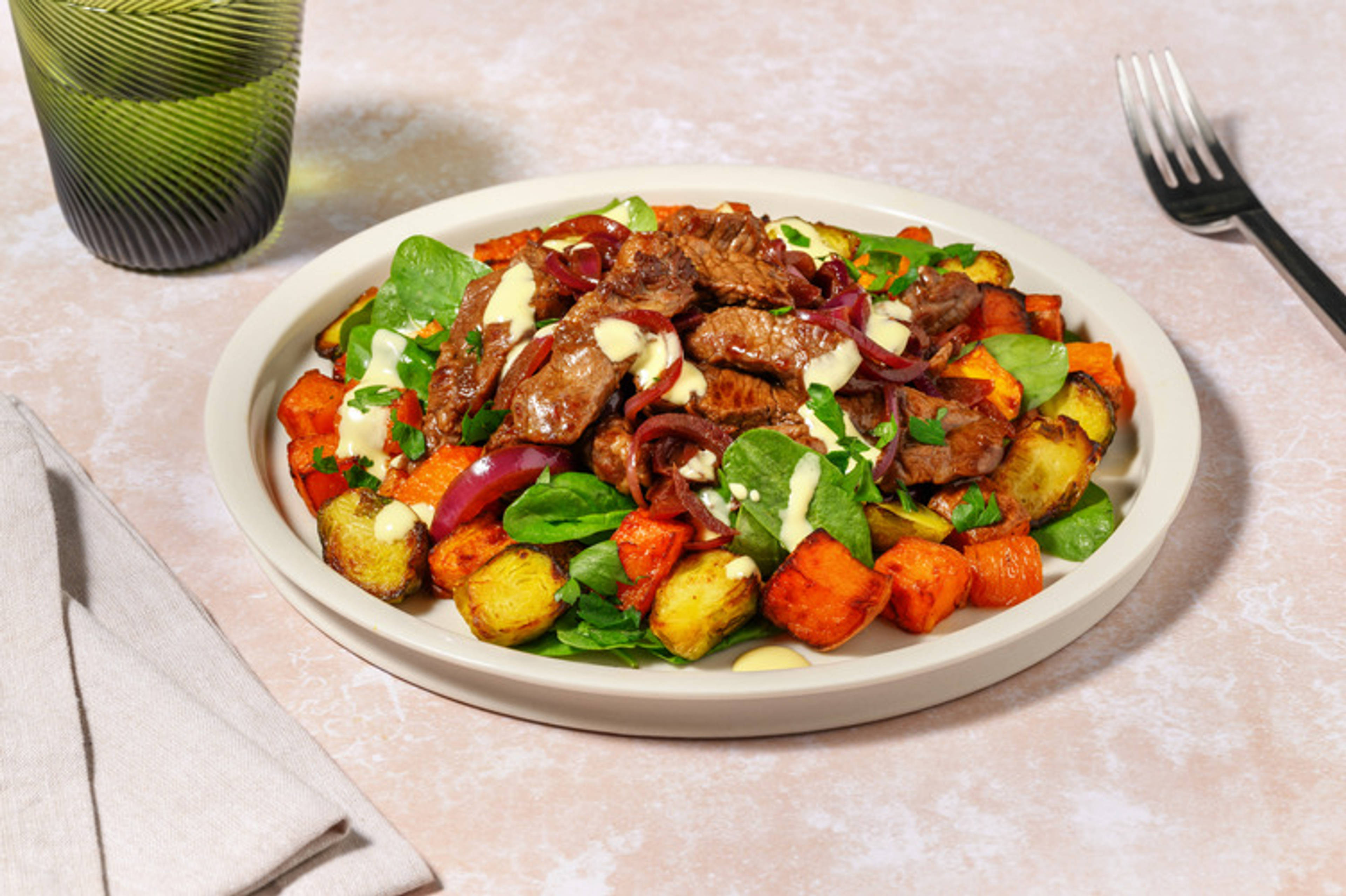 Sticky Chutney Beef & Roast Veggie Medley