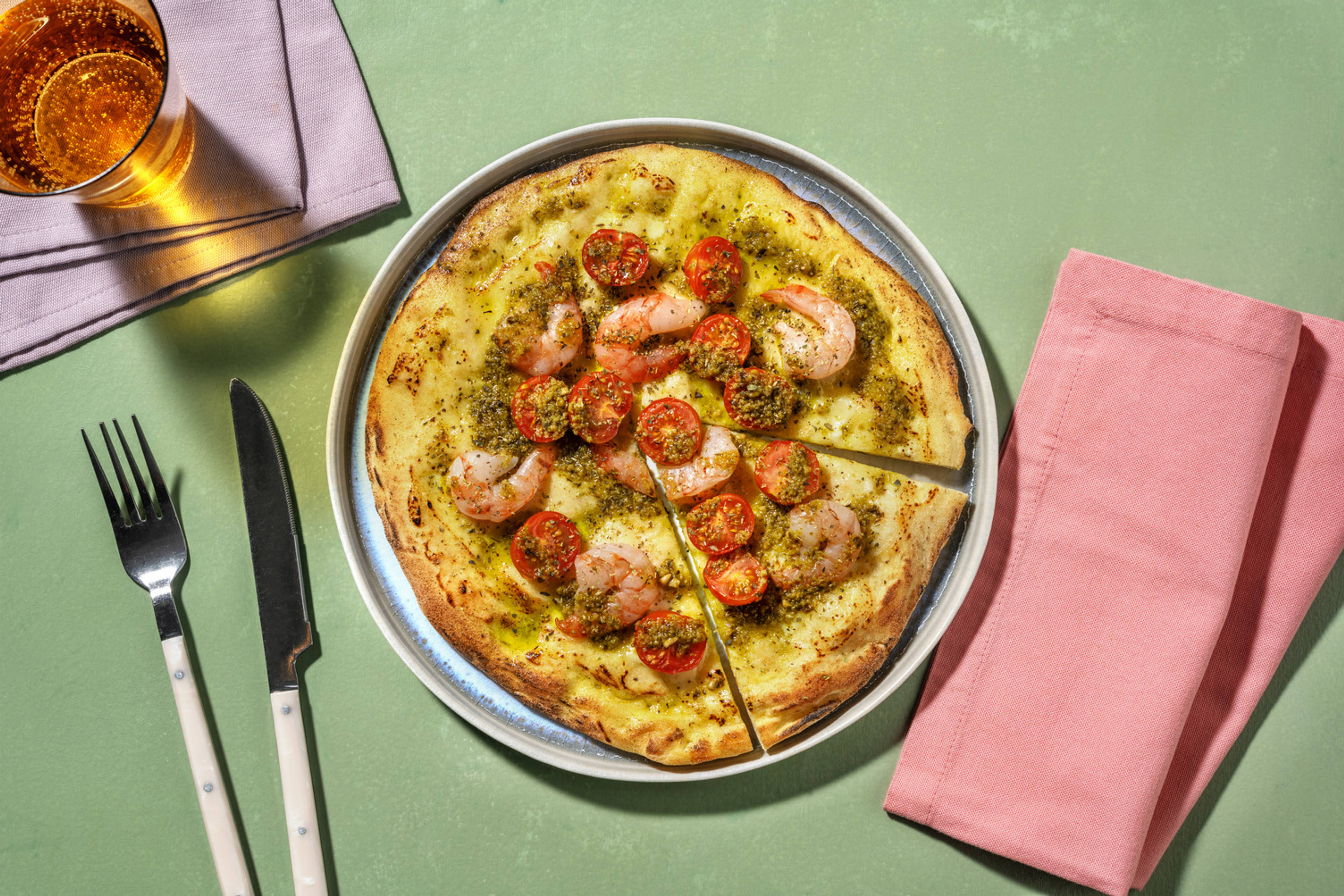 Pizza marinera de langostinos