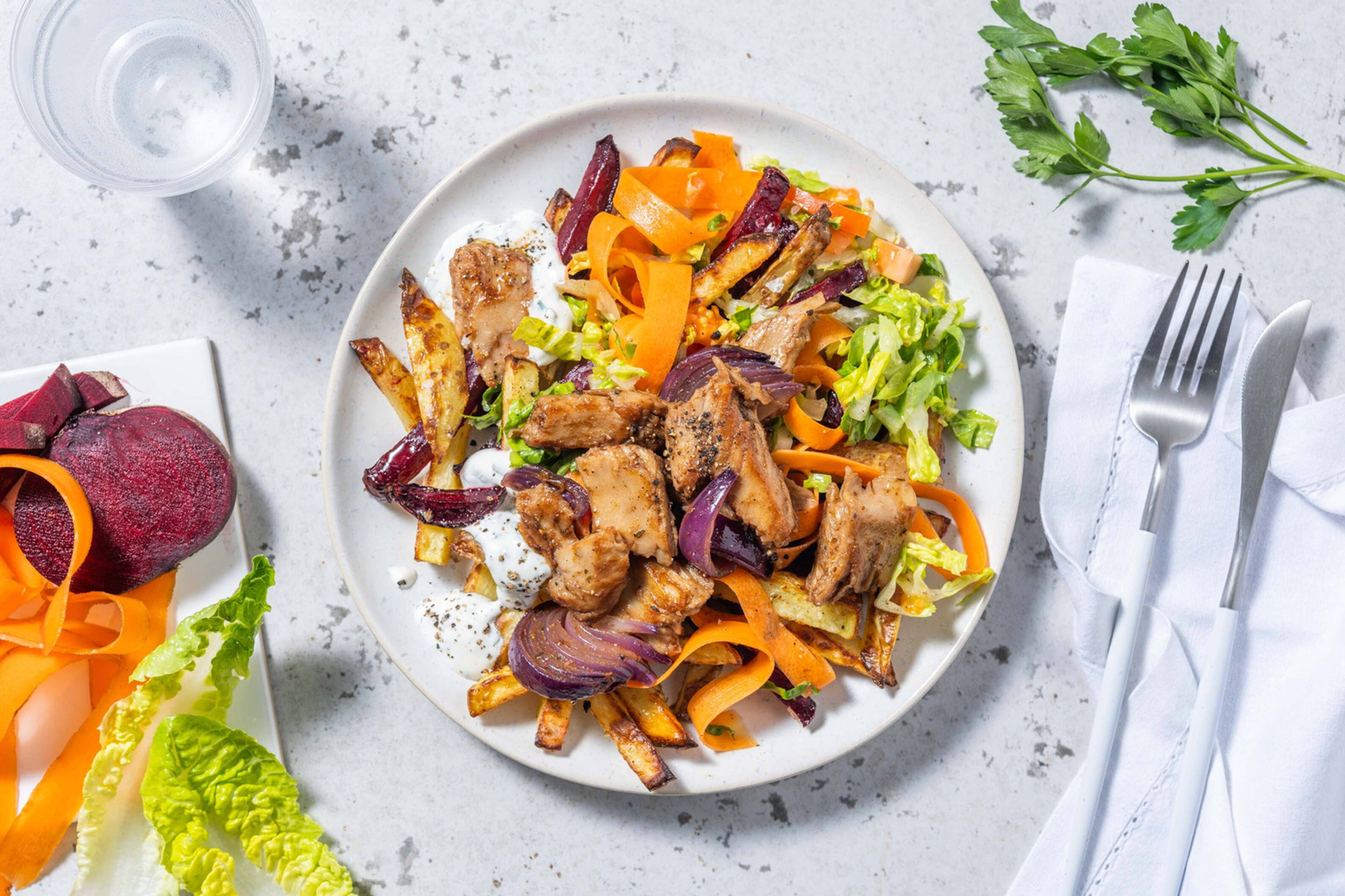 Vegetariske 'kebab style'-pulled beans 