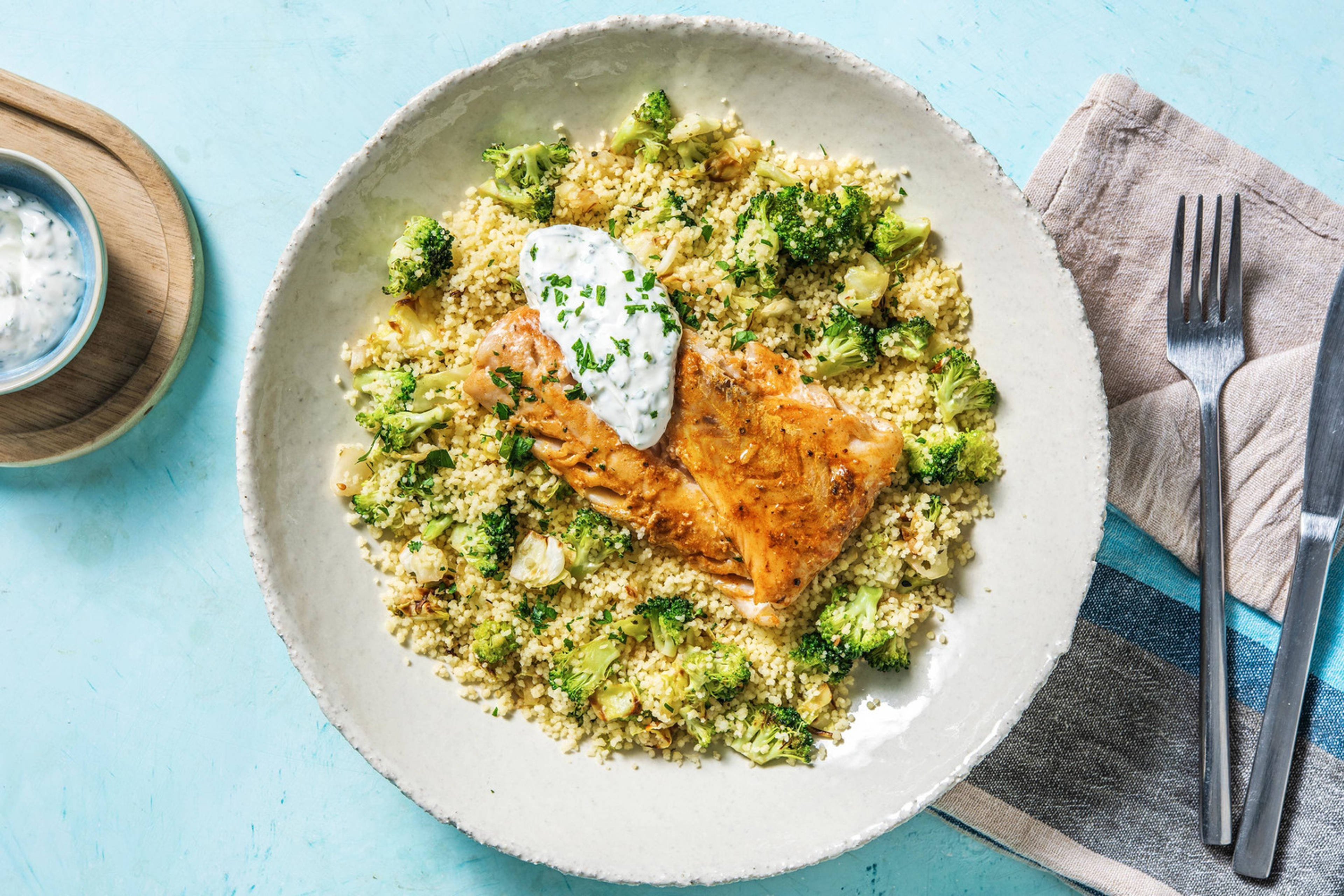 Schelvis piri-piri met kruidige couscous