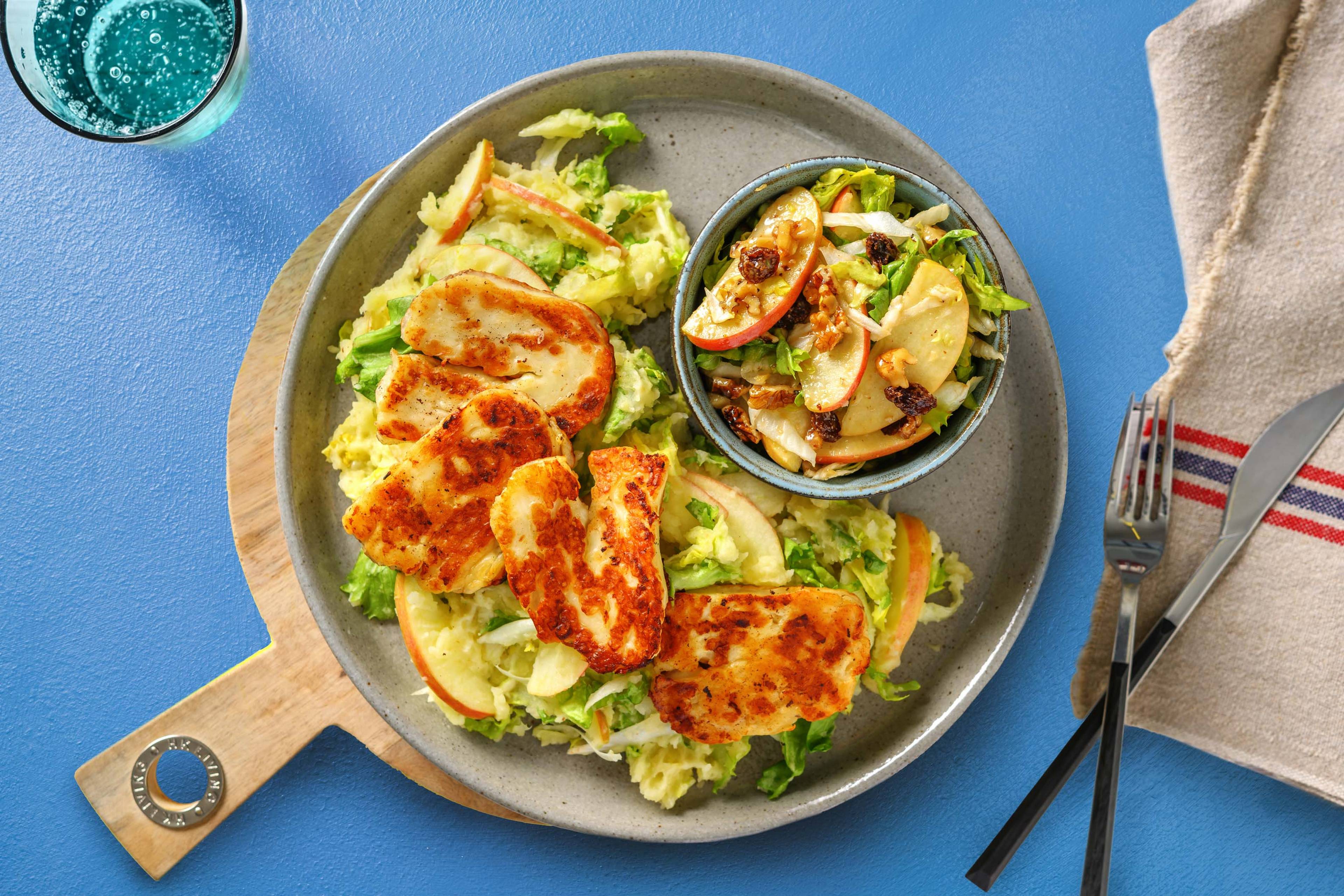 Stoemp de pommes de terre-chicorée et fromage à griller