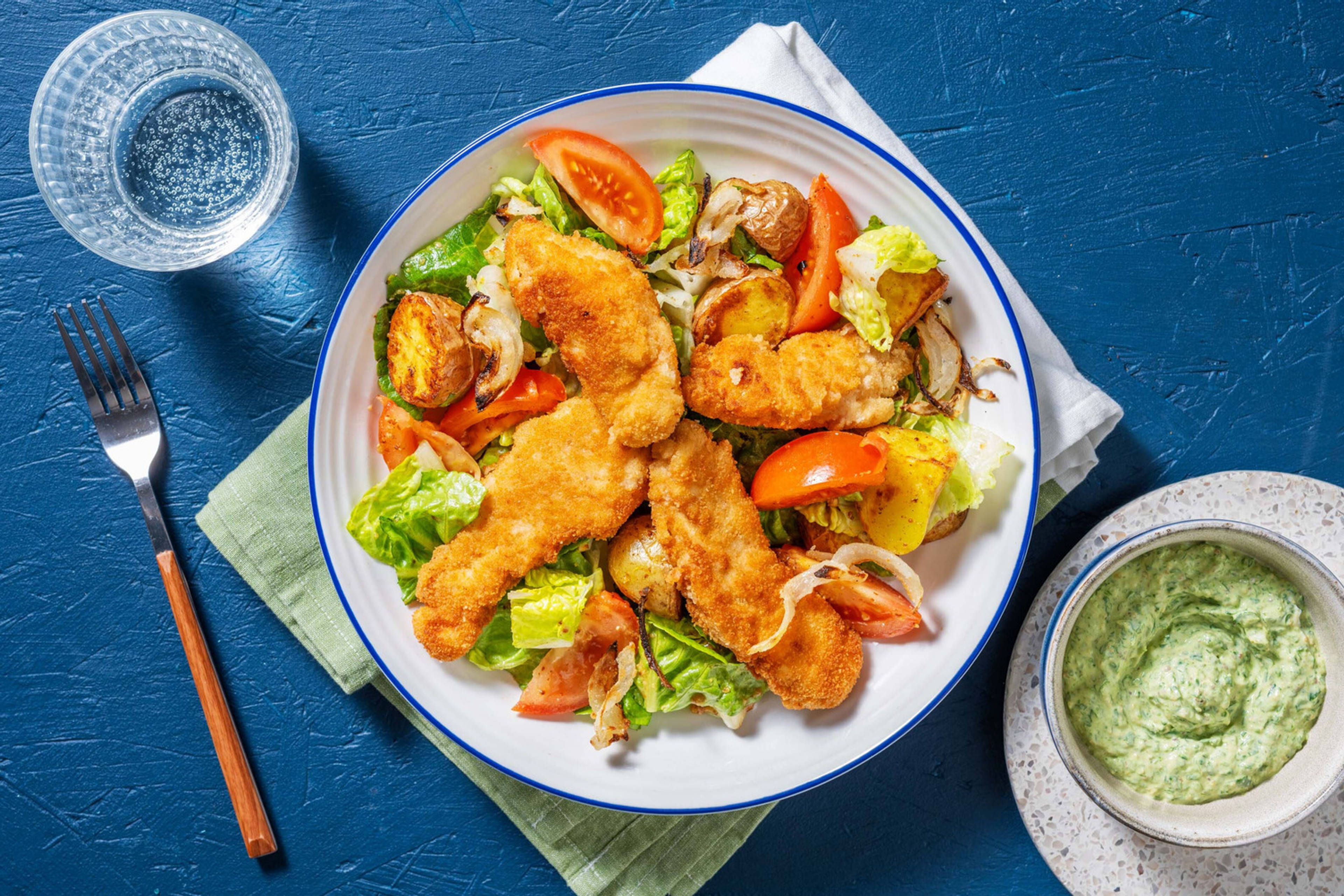 Backhendlsalat mit süssem Senfdressing