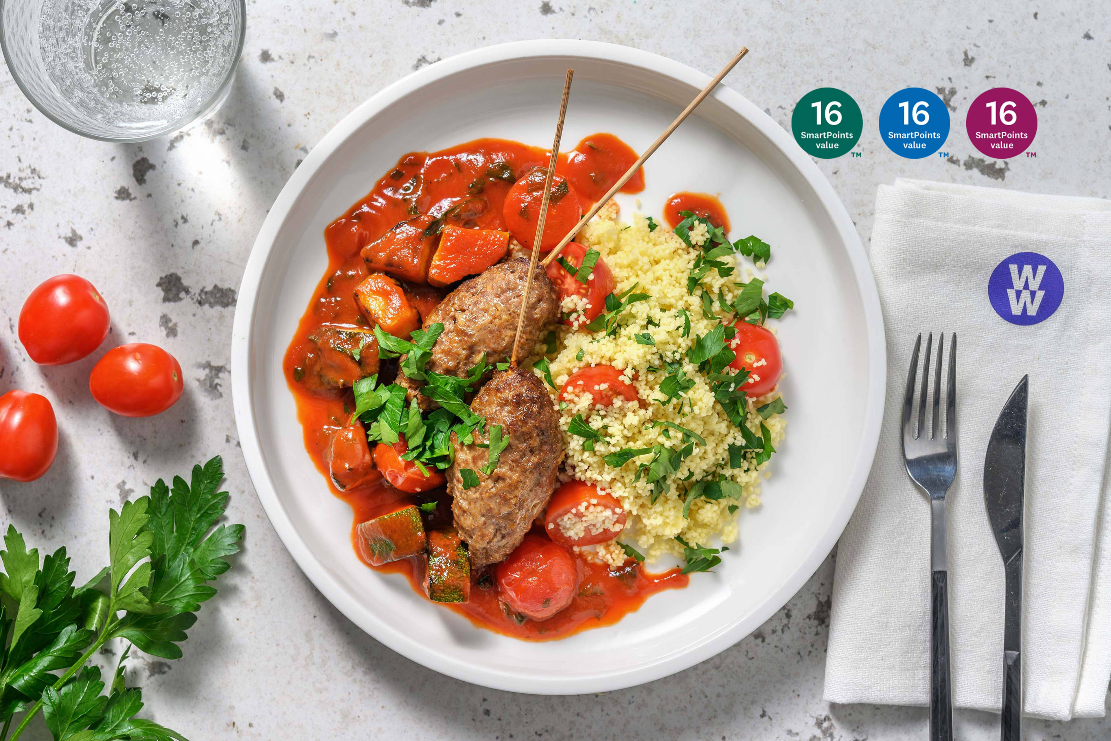 Beef Koftas and Middle Eastern Style Veg