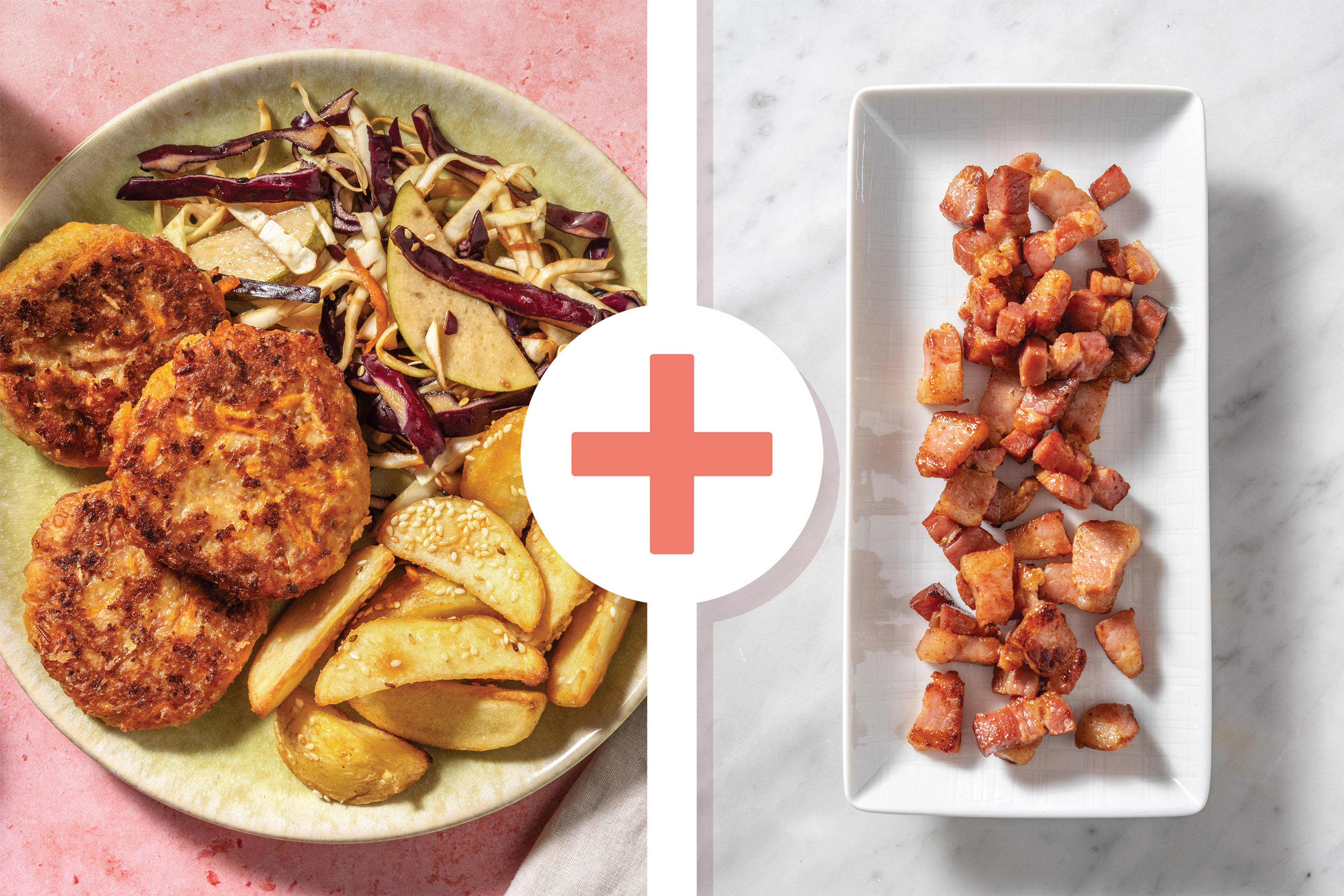 Red Kidney Bean-Bacon Patties & Japanese Slaw