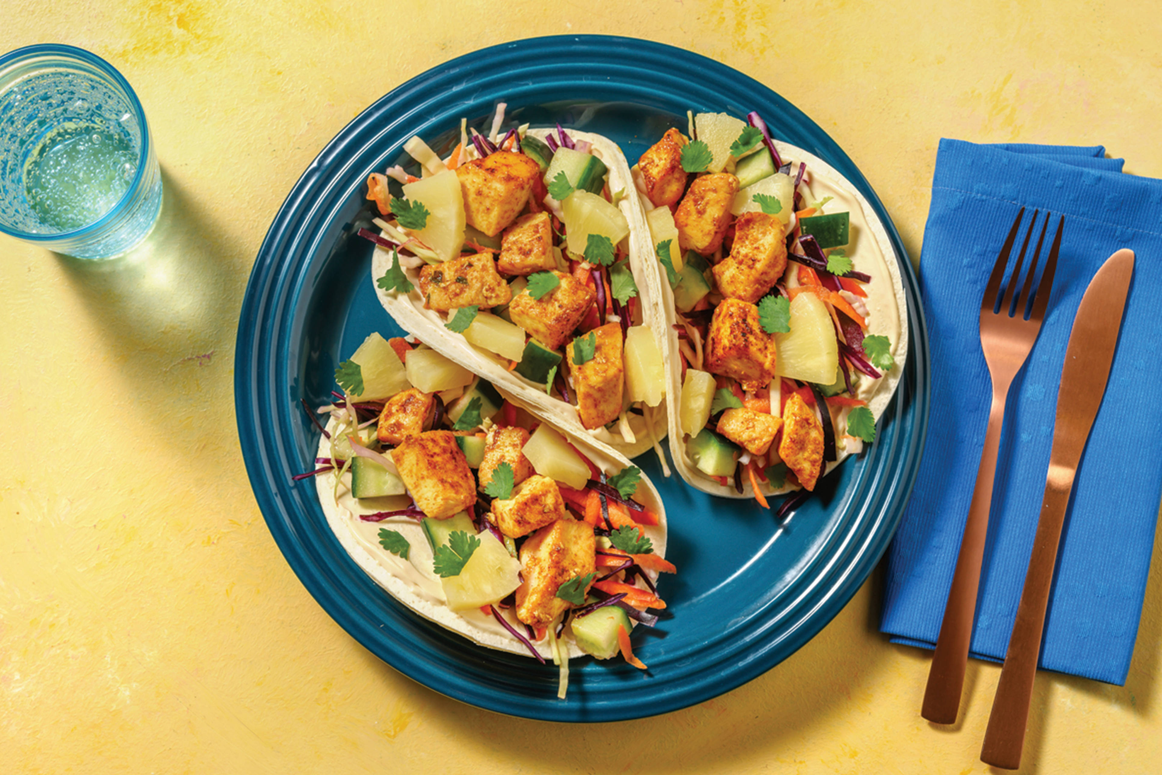 Caribbean-Spiced Chicken Tacos with Slaw & Smokey Aioli