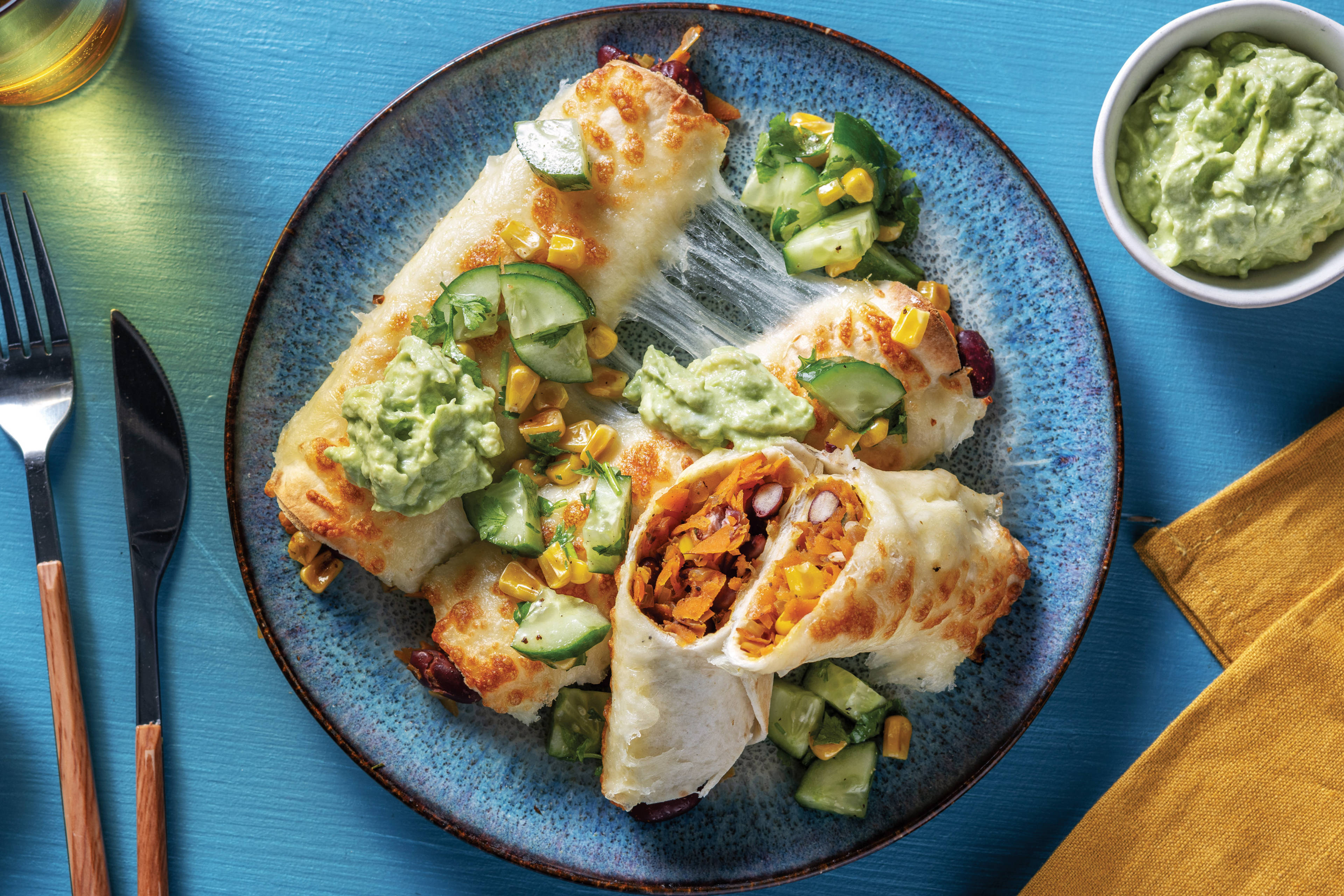 Mexican Bean Enchiladas & Sour Cream