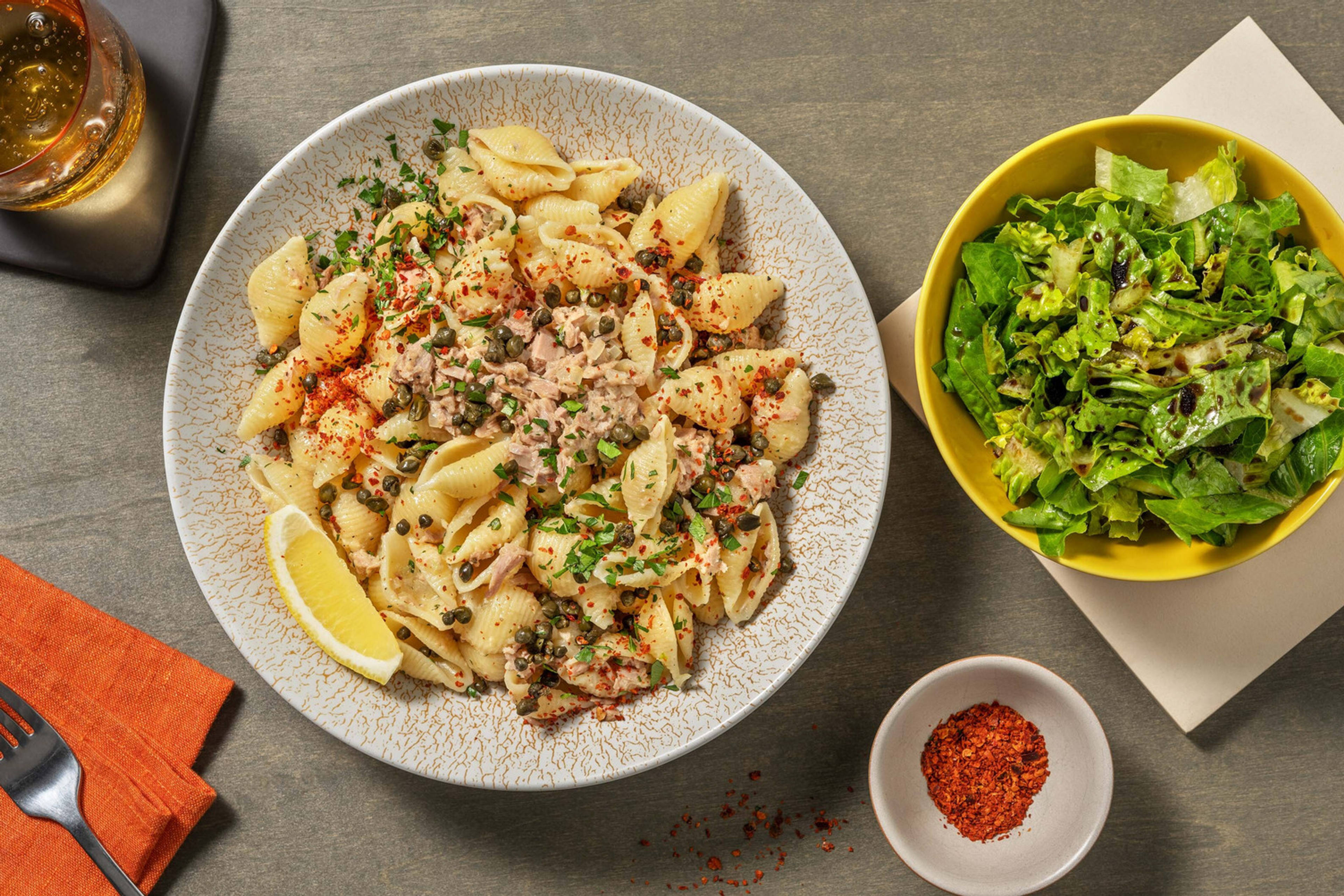 Conchiglie mit Thunfisch & gebratenen Kapern