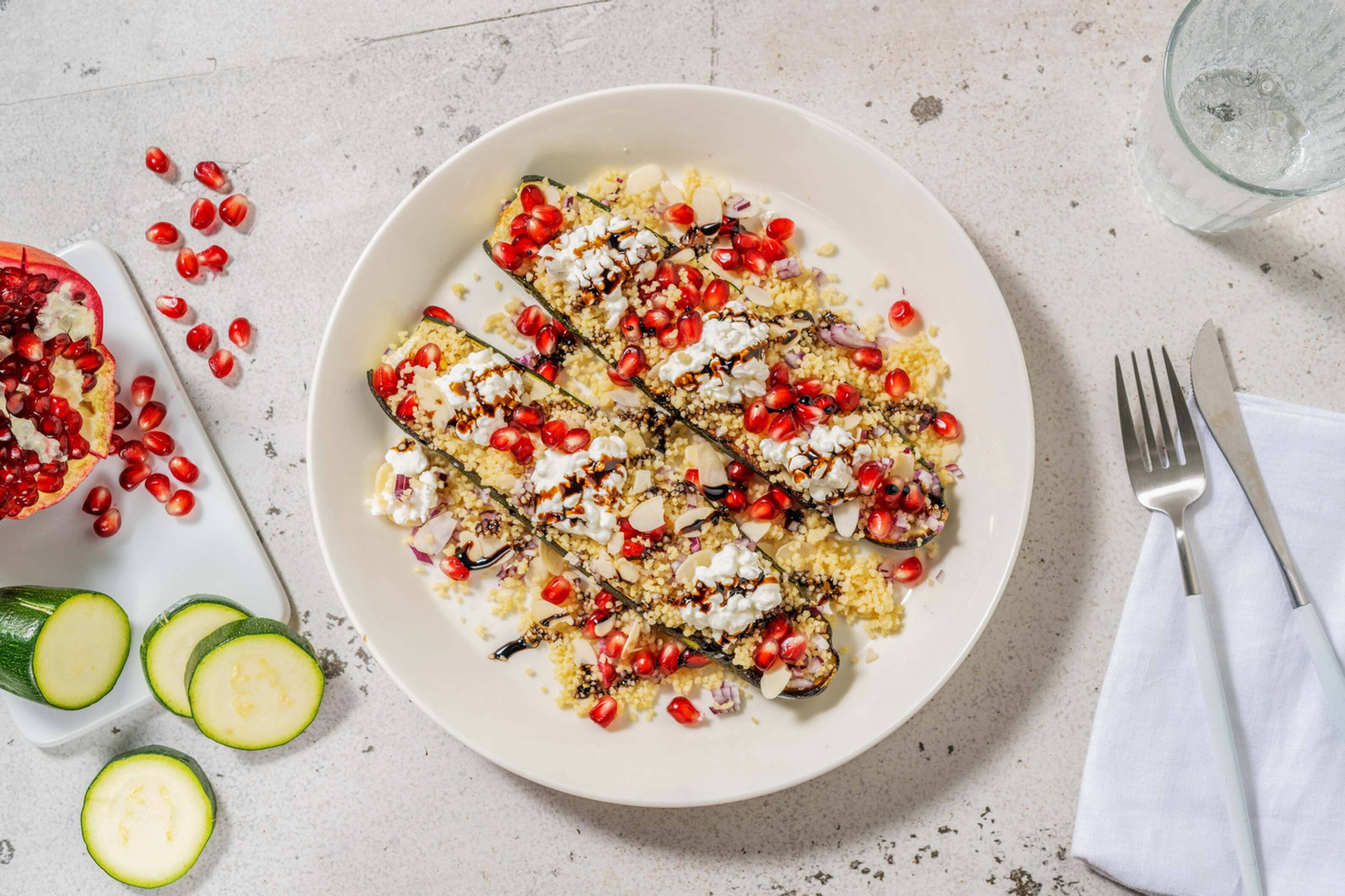 NL: Gevulde courgette met hüttenkäse BE: Gevulde courgette met cottage cheese