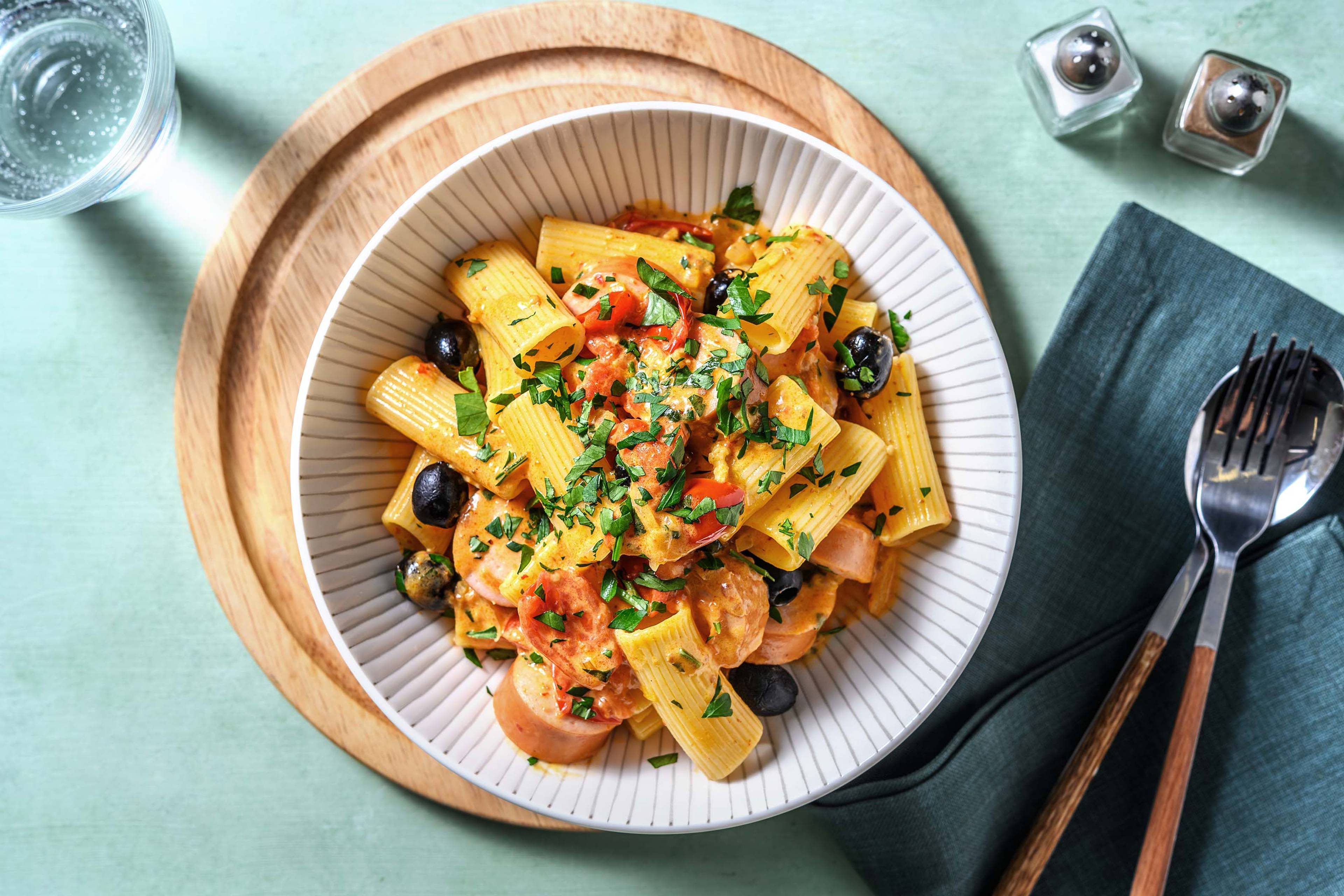 Creamy Harissa Sausage Pasta