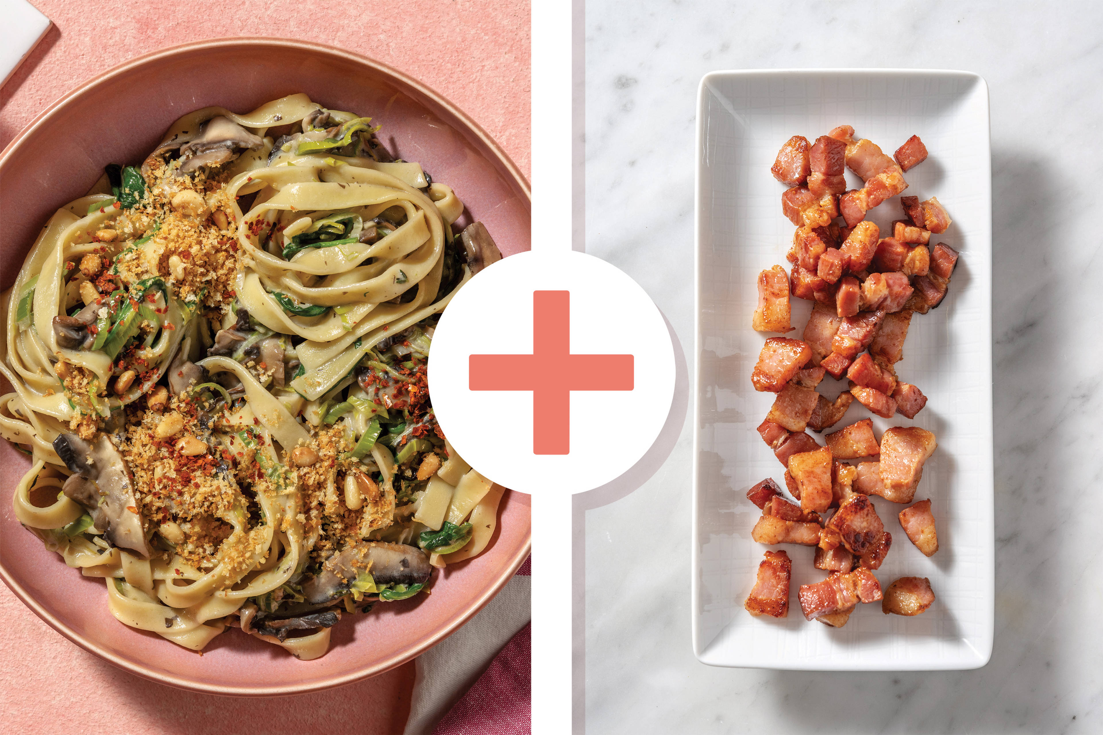 Creamy Bacon, Mushroom, & Leek Fettuccine
