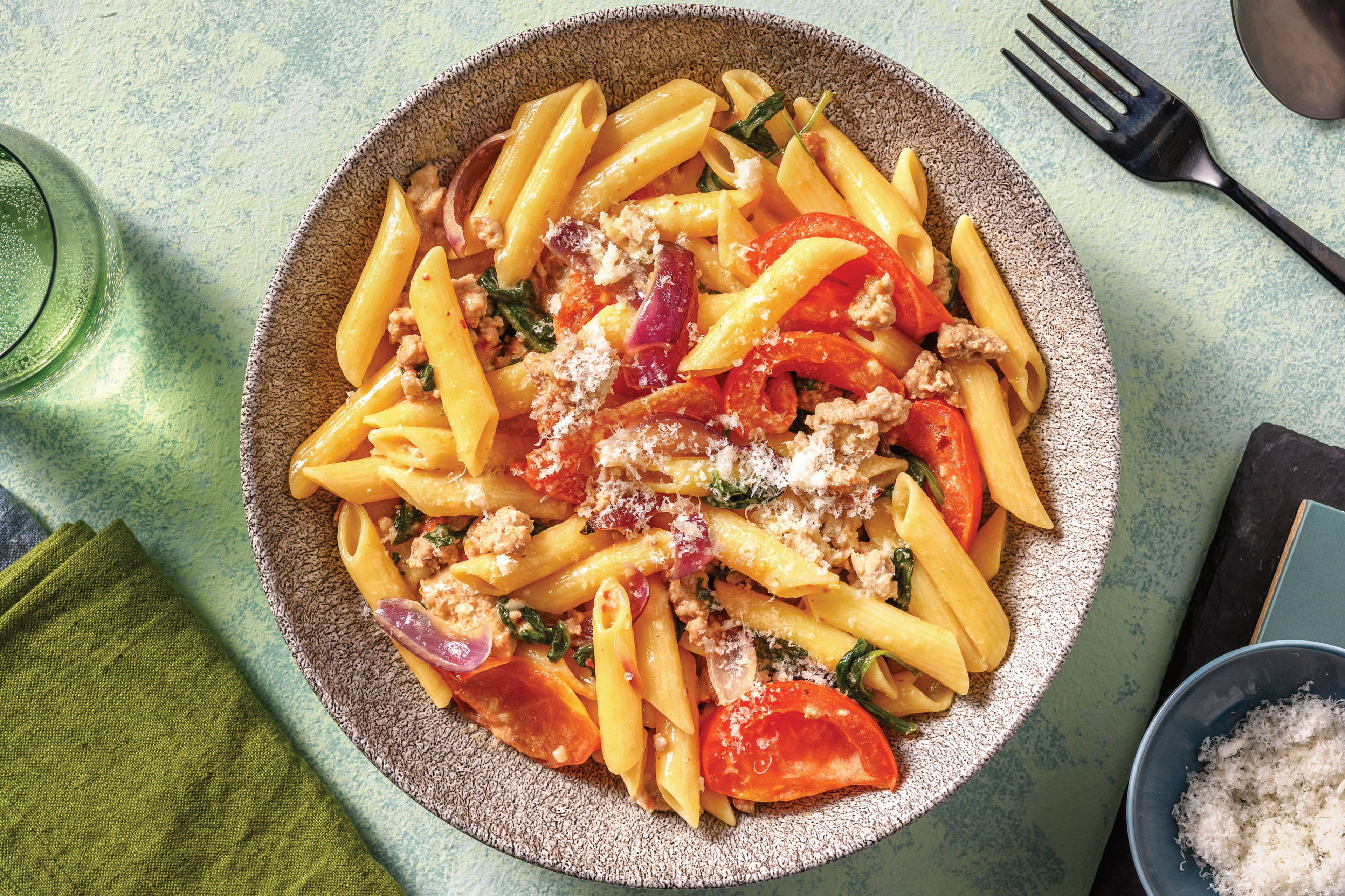 Creamy Pork & Roast Veggie Penne