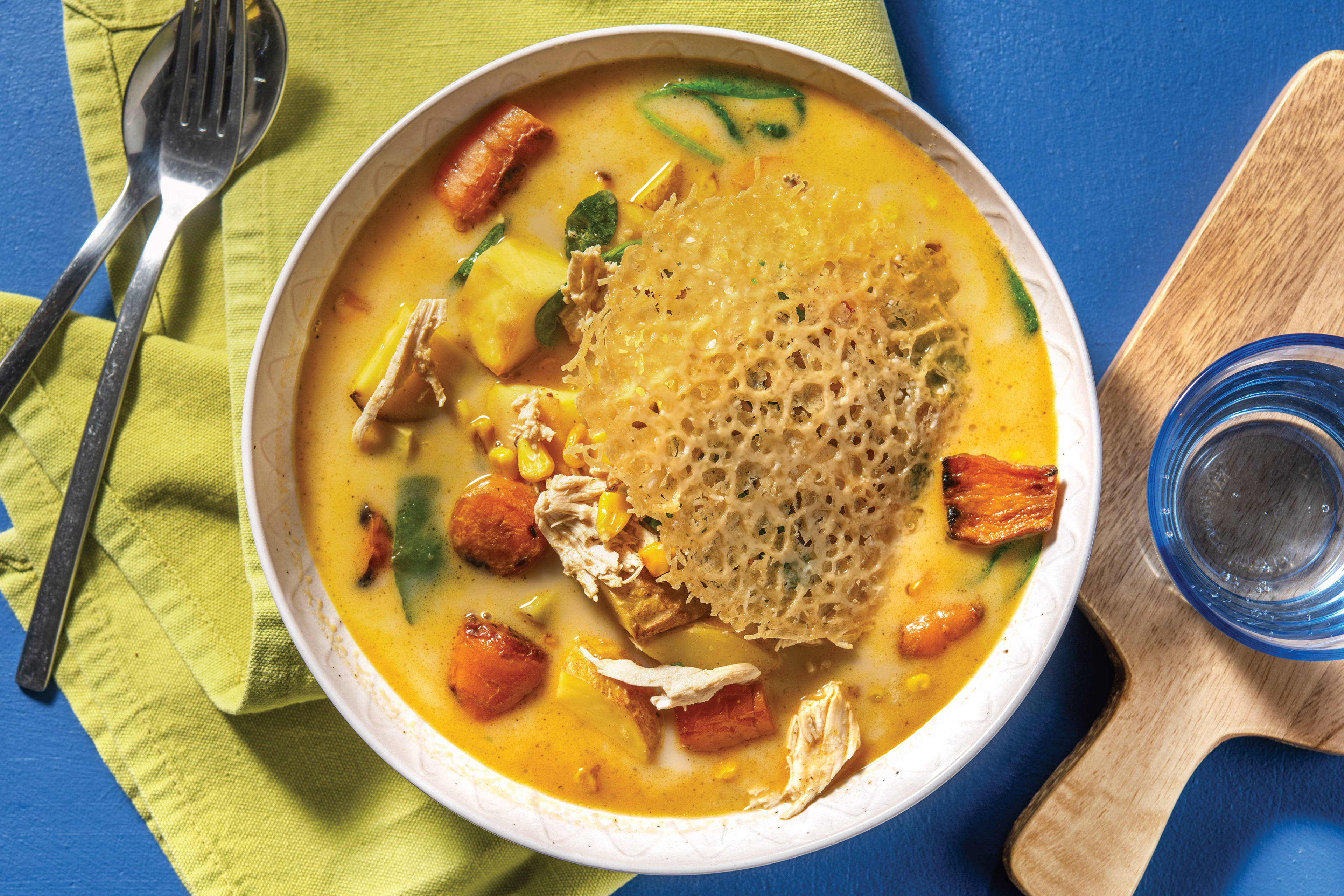 Creamy Pulled Chicken & Corn Soup