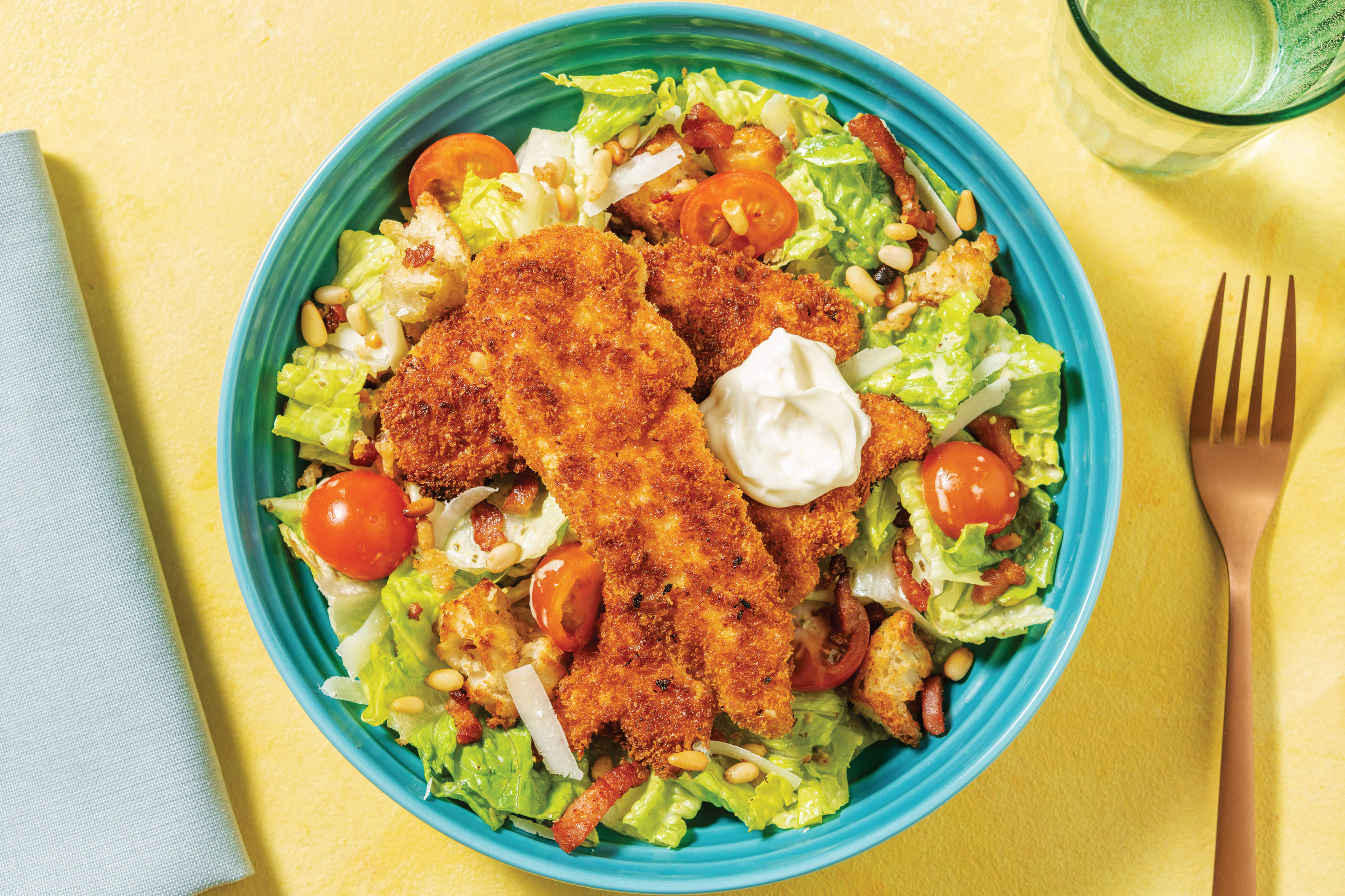 Chicken Caesar Salad with Cherry Tomatoes & Parmesan Croutons