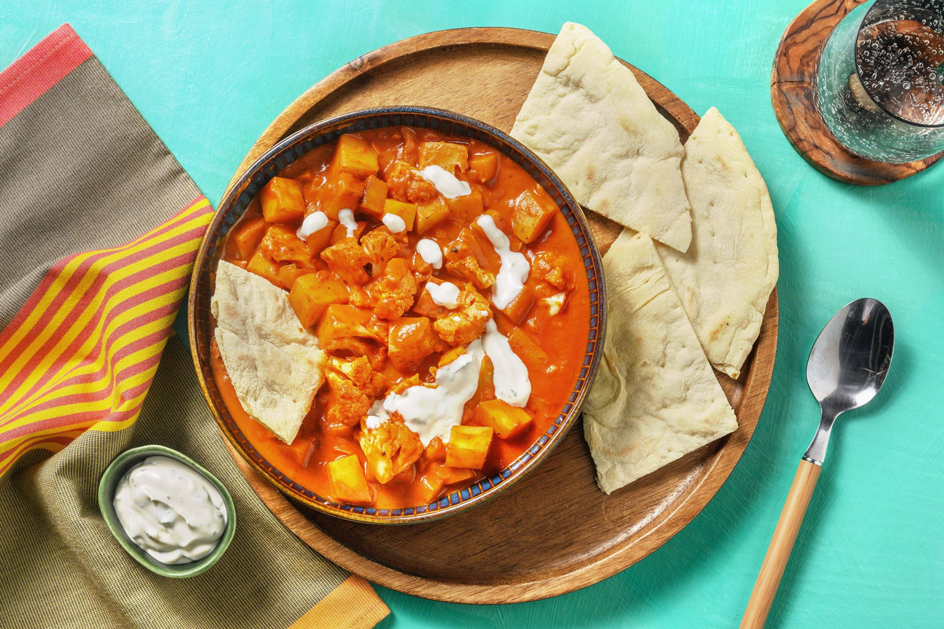 Curry met aardappel en bloemkool