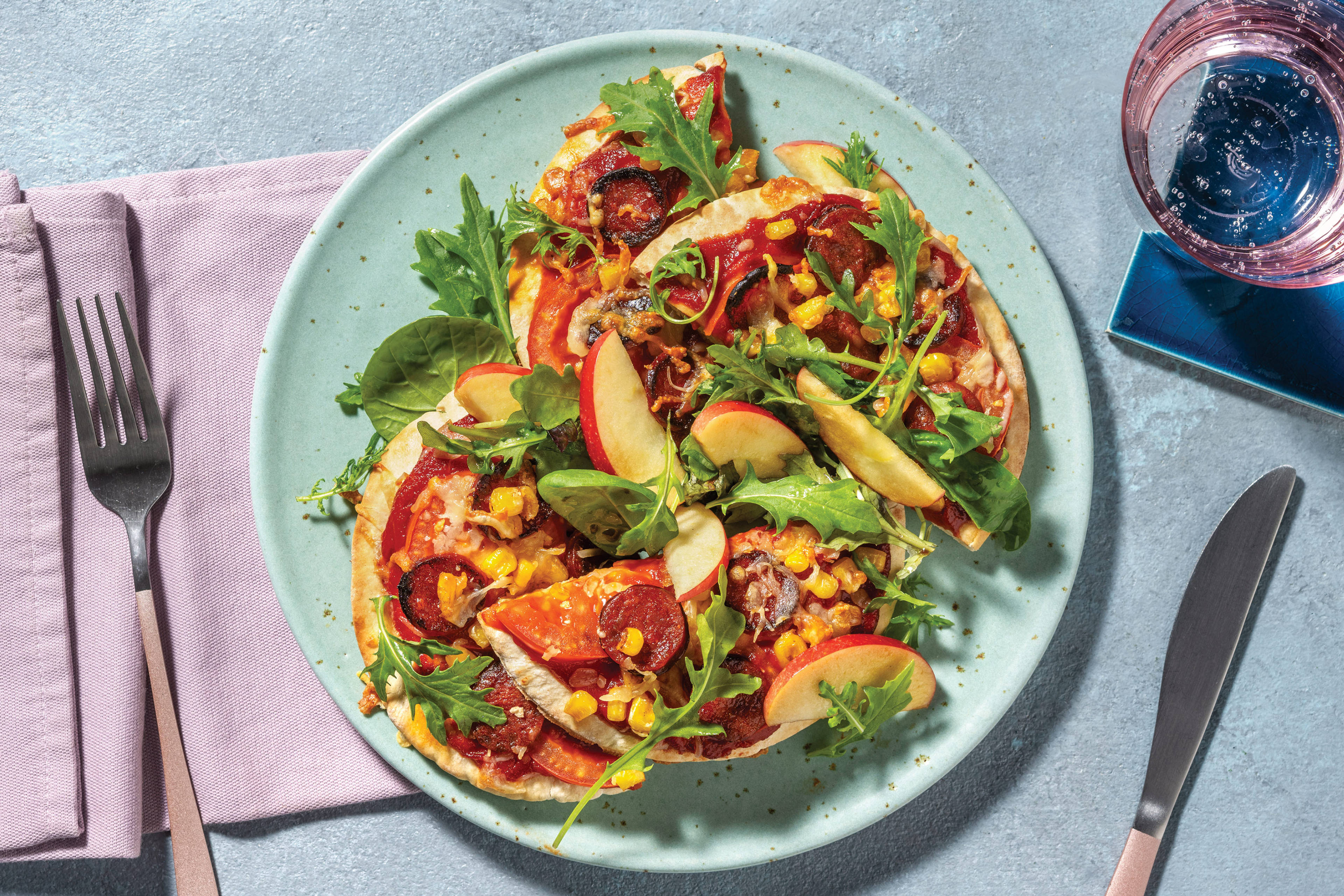 Easy Chorizo & Tomato Flatbread Pizzas