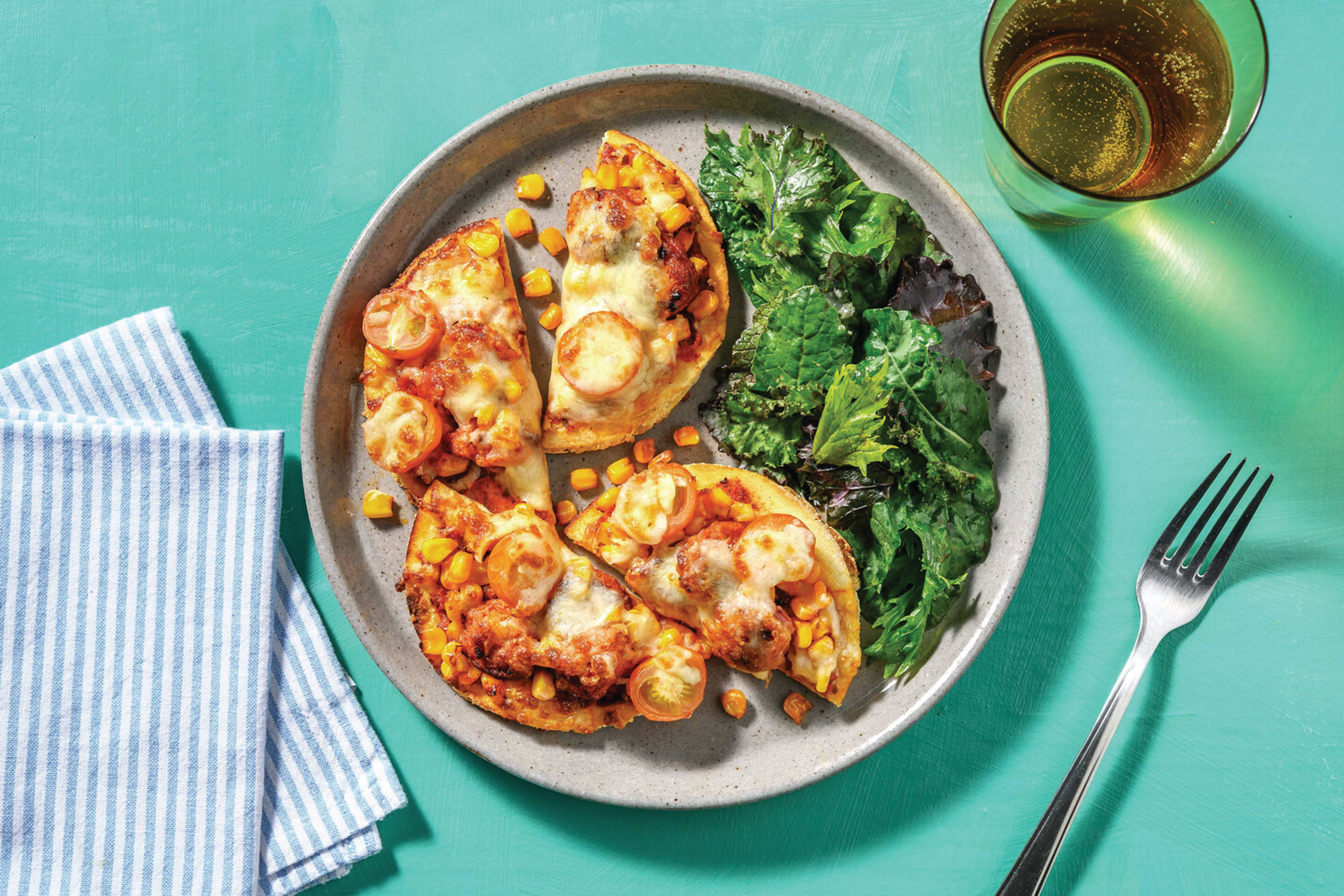 Easy Chorizo & Cherry Tomato Flatbread Pizzas