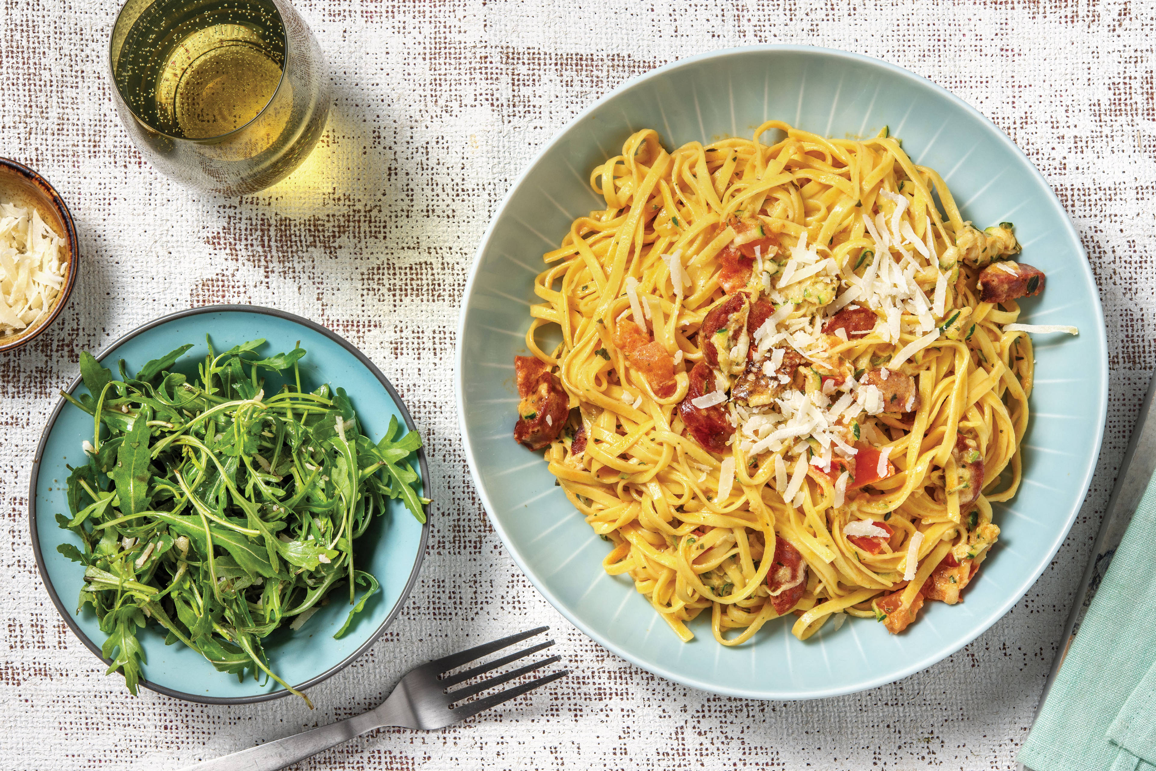 Easy Creamy Tomato & Chorizo Fettuccine
