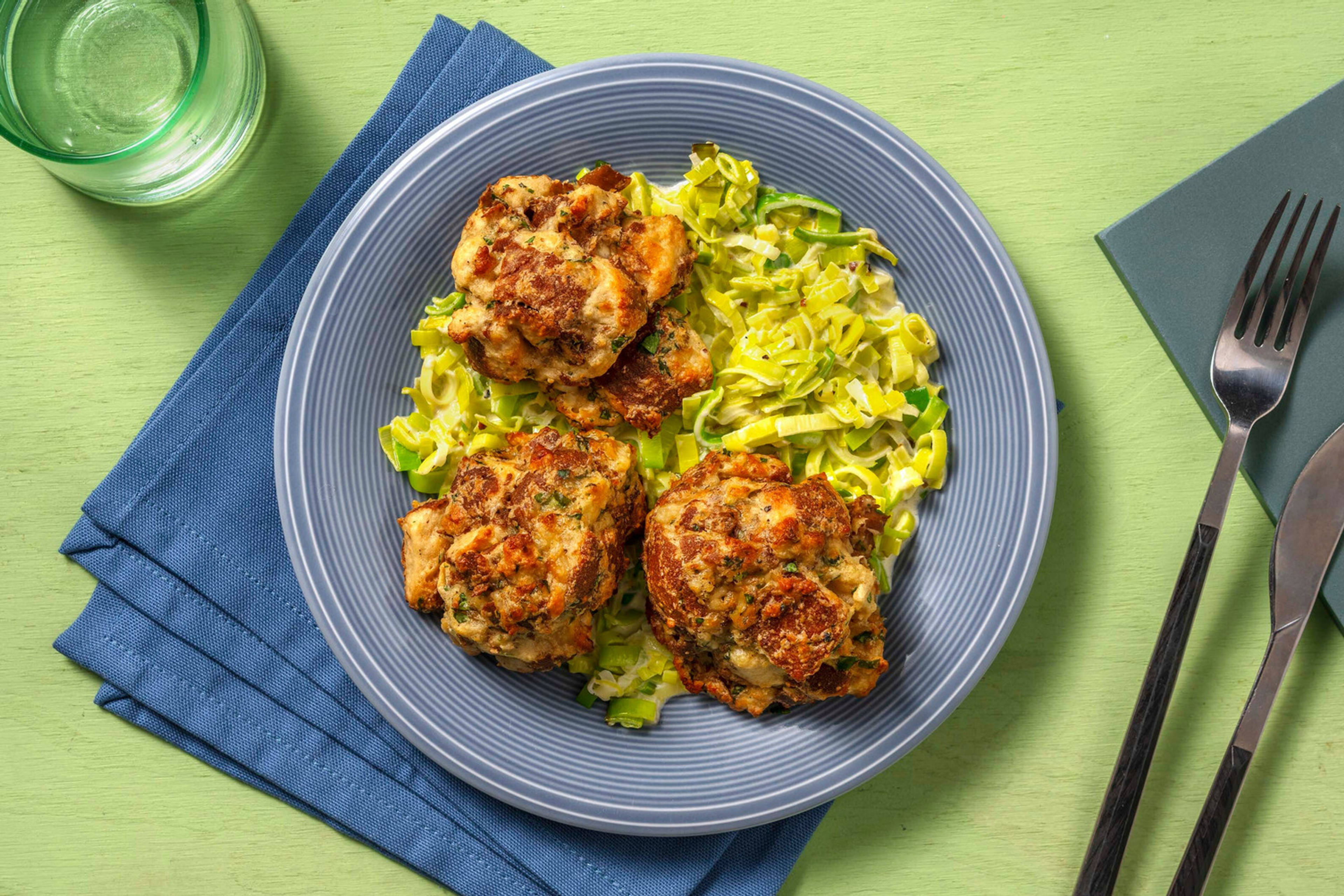 Gebackene Laugen-Käse-Knödel