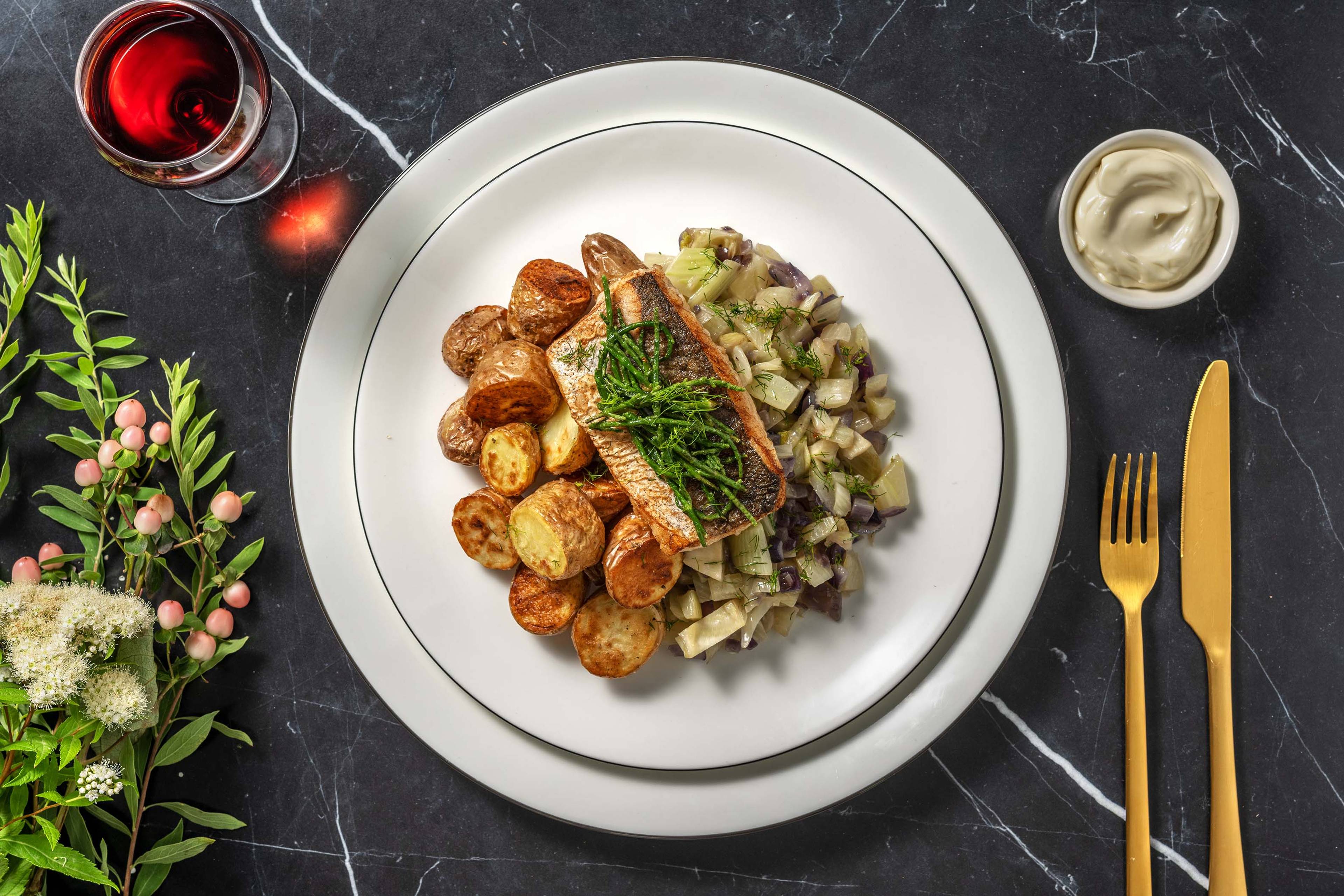 Filet de cabillaud et salicorne