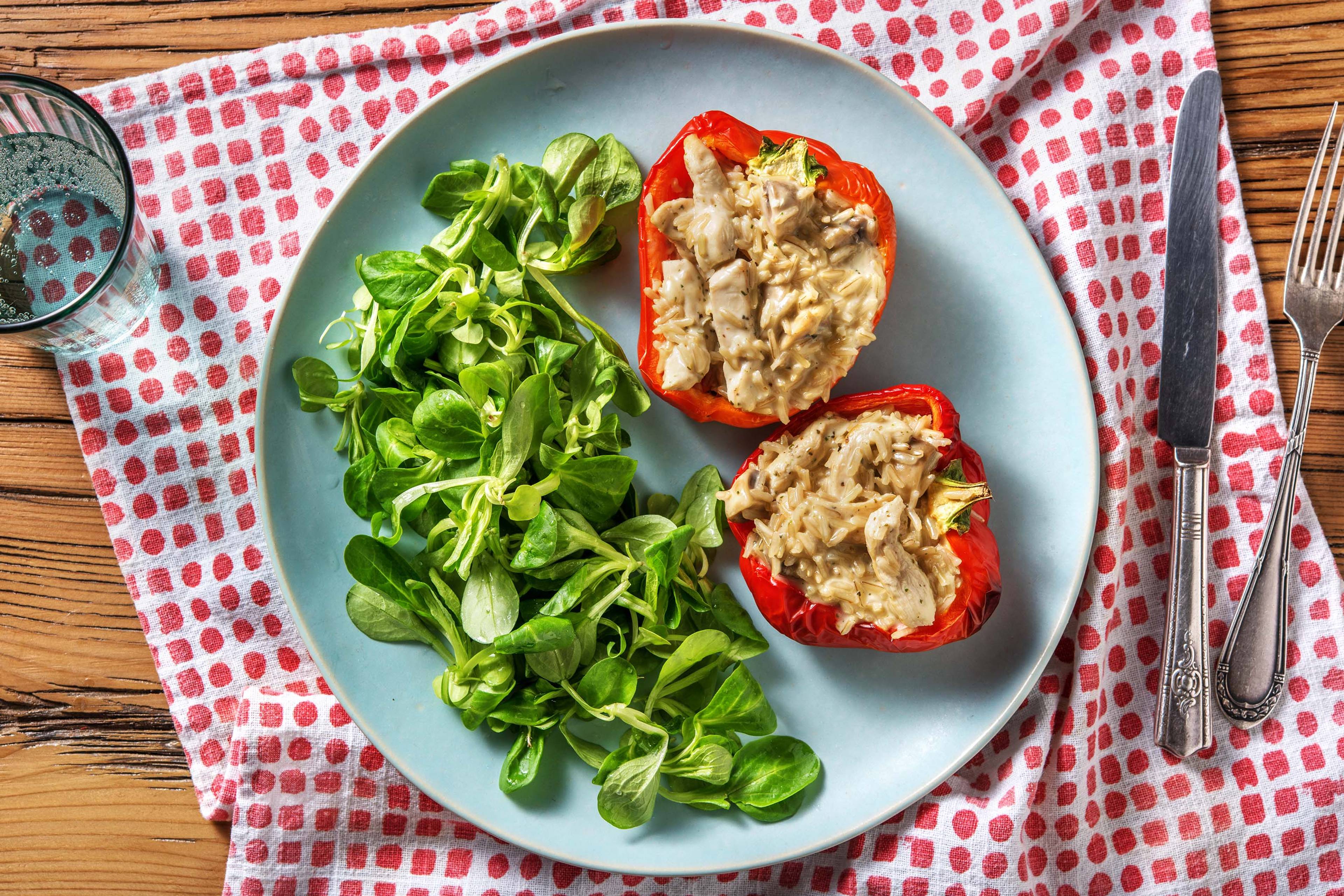 Gevulde paprika met Italiaanse kip