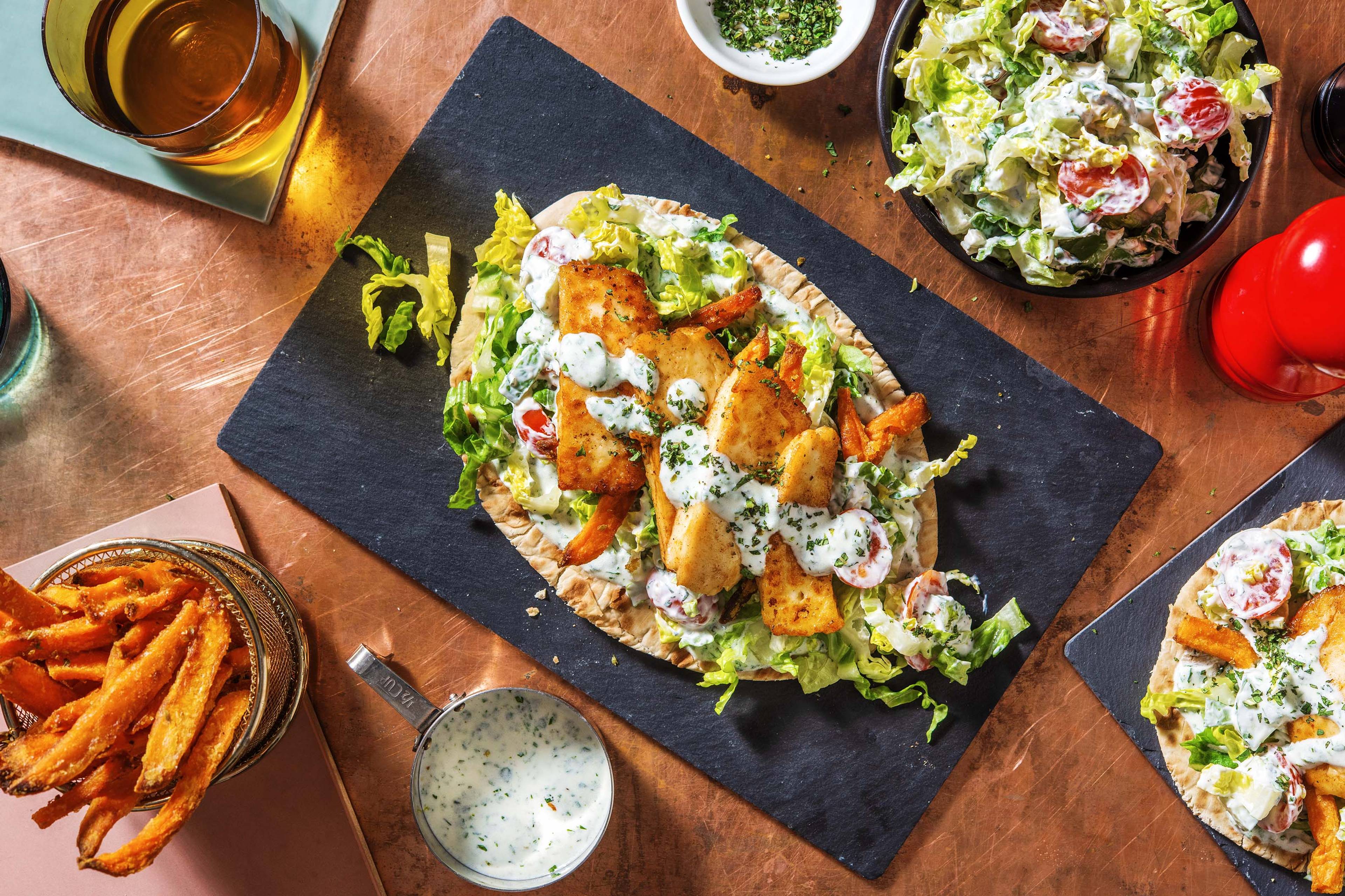 Honey Glazed Halloumi Gyros